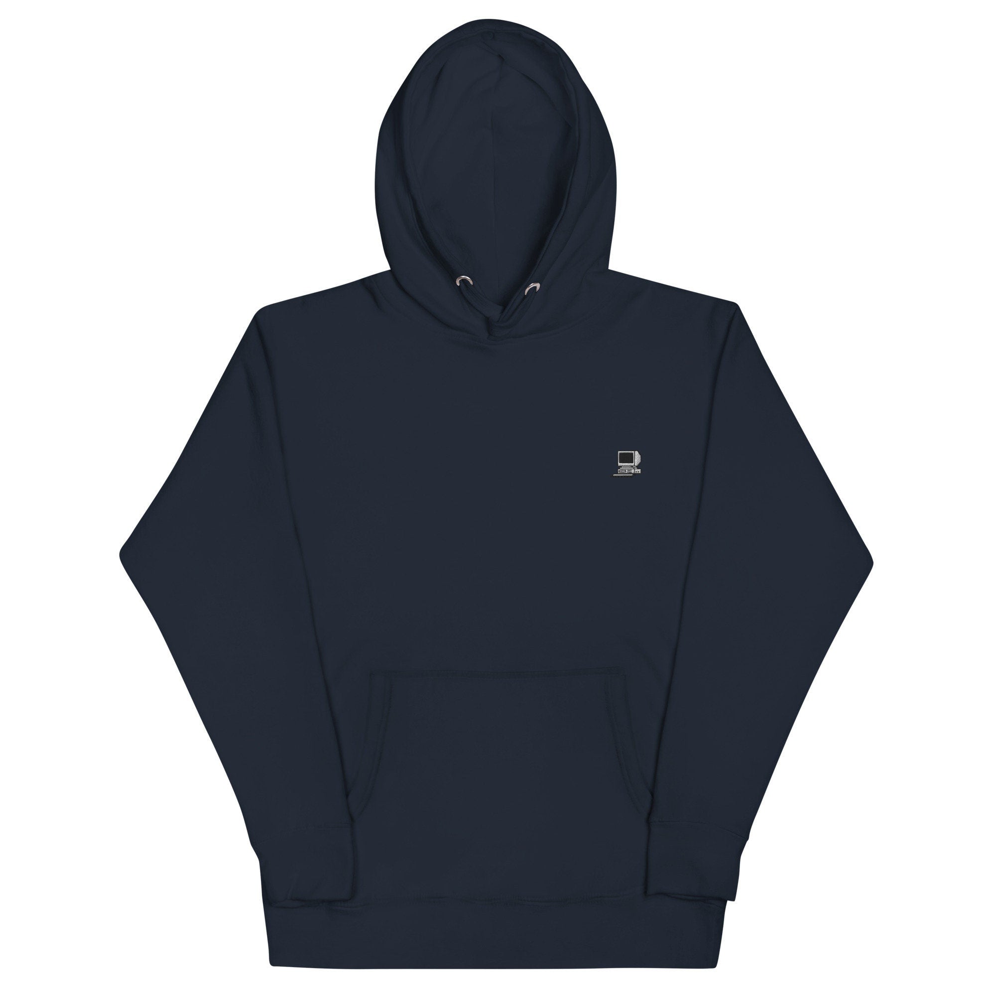 Vintage Computer Unisex Hoodie, Handmade Embroidered Hoodie, Premium Hooded Sweater, Hoodie Embroidery - Multiple Colors