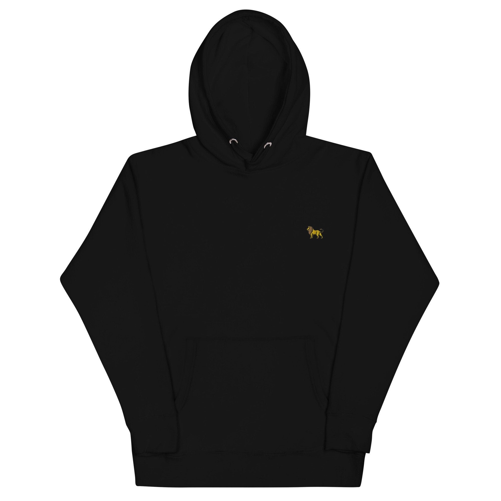 Lion Unisex Hoodie, Handmade Embroidered Hoodie, Premium Hooded Sweater, Hoodie Embroidery - Multiple Colors