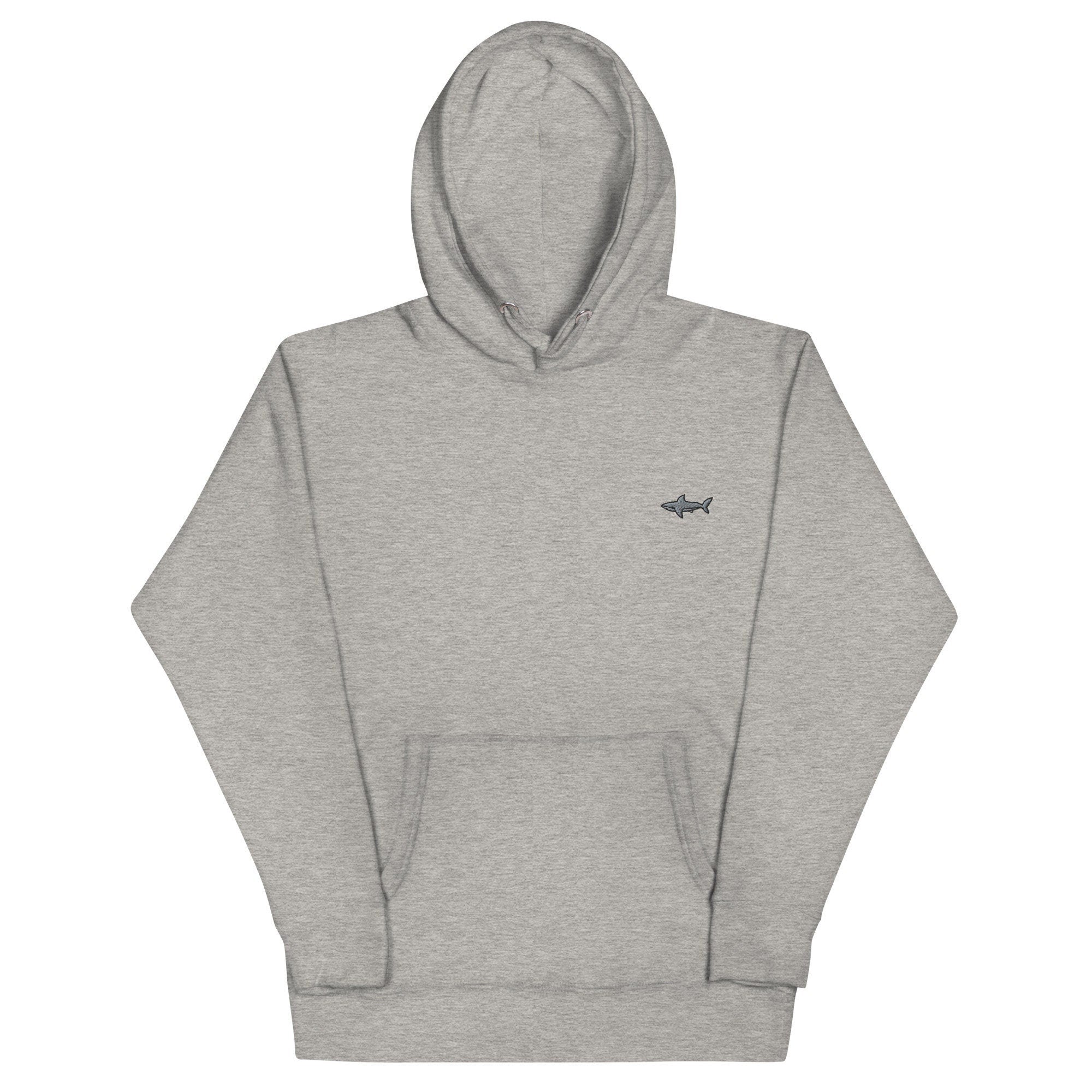 Shark Unisex Hoodie, Handmade Embroidered Hoodie, Premium Hooded Sweater, Hoodie Embroidery - Multiple Colors