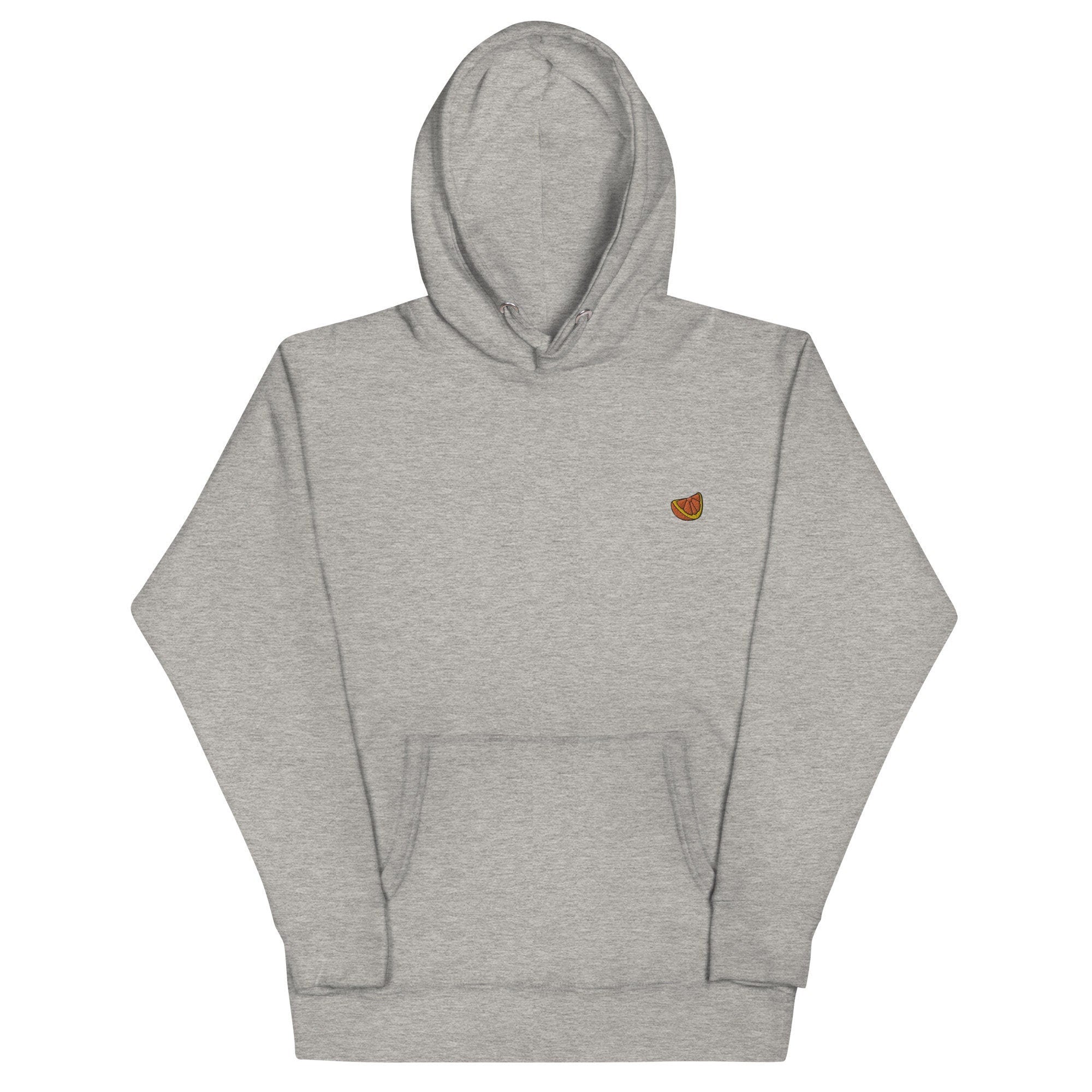 Orange Slice Unisex Hoodie, Handmade Embroidered Hoodie, Premium Hooded Sweater, Hoodie Embroidery - Multiple Colors