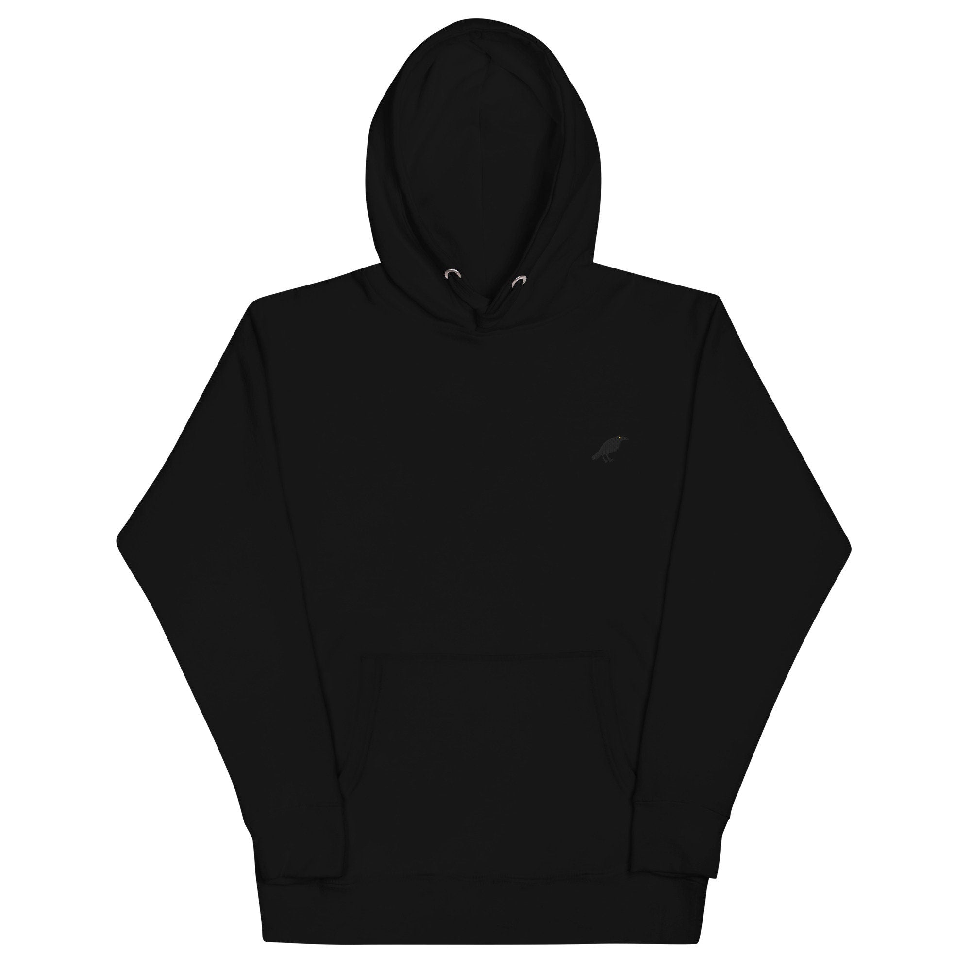 Crow Unisex Hoodie, Handmade Embroidered Hoodie, Premium Hooded Sweater, Hoodie Embroidery - Multiple Colors