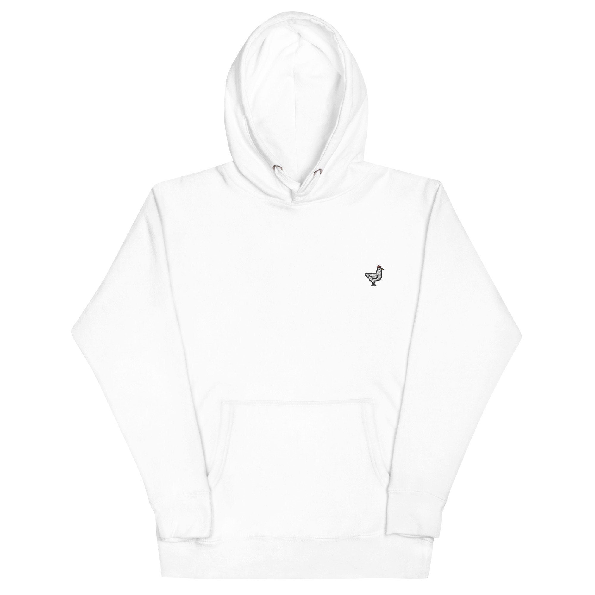 Chicken Unisex Hoodie, Handmade Embroidered Hoodie, Premium Hooded Sweater, Hoodie Embroidery - Multiple Colors