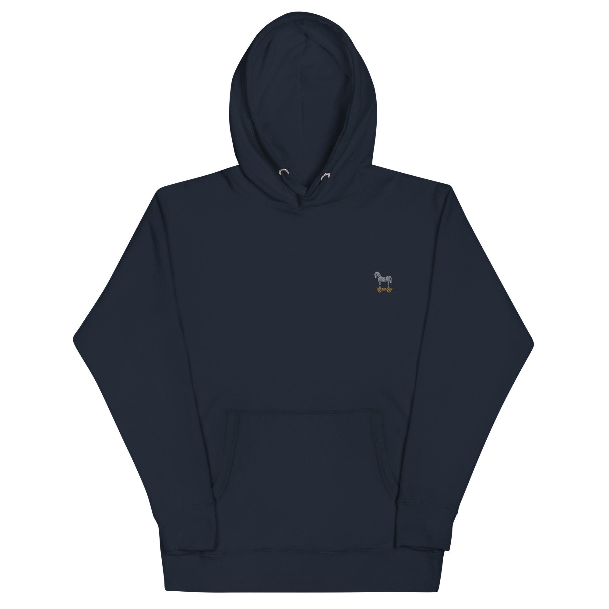 Trojan Horse Unisex Hoodie, Handmade Embroidered Hoodie, Premium Hooded Sweater, Hoodie Embroidery - Multiple Colors