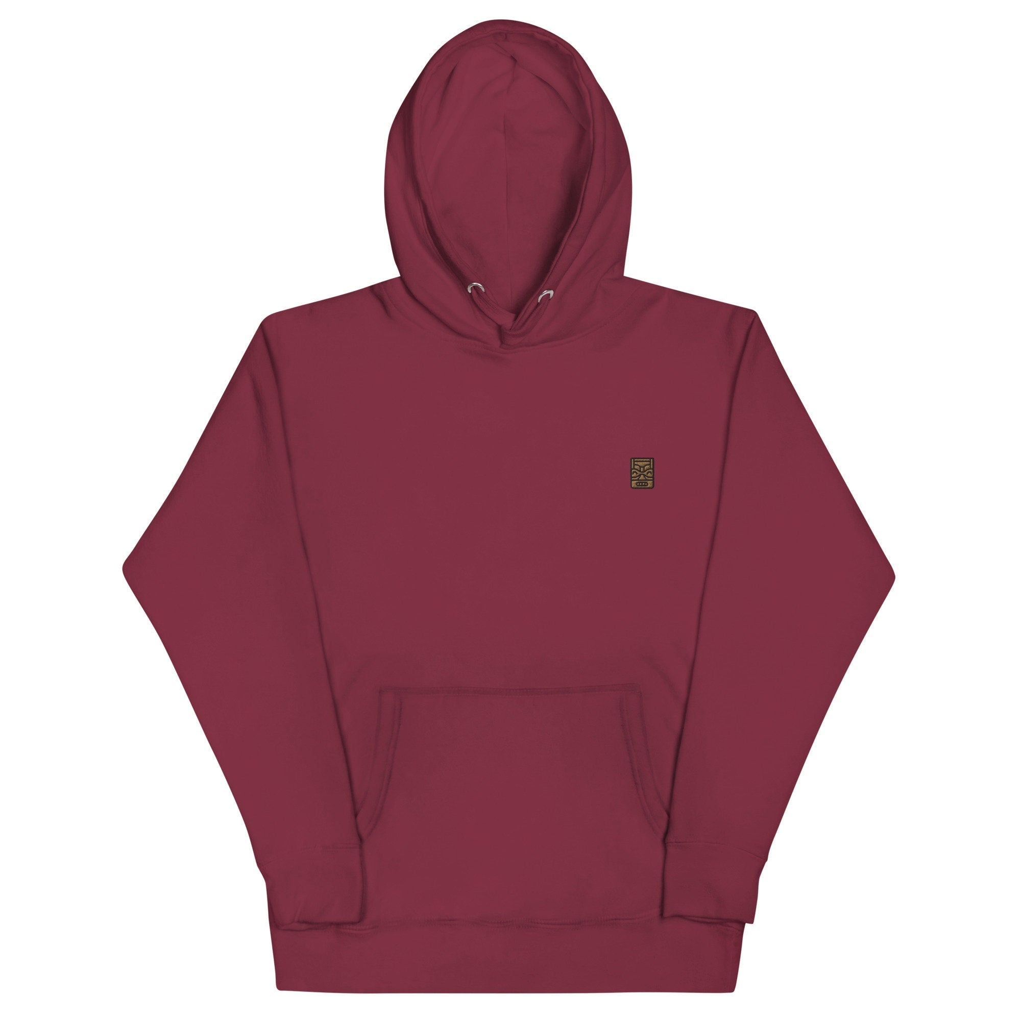 Tiki Unisex Hoodie, Handmade Embroidered Hoodie, Premium Hooded Sweater, Hoodie Embroidery - Multiple Colors