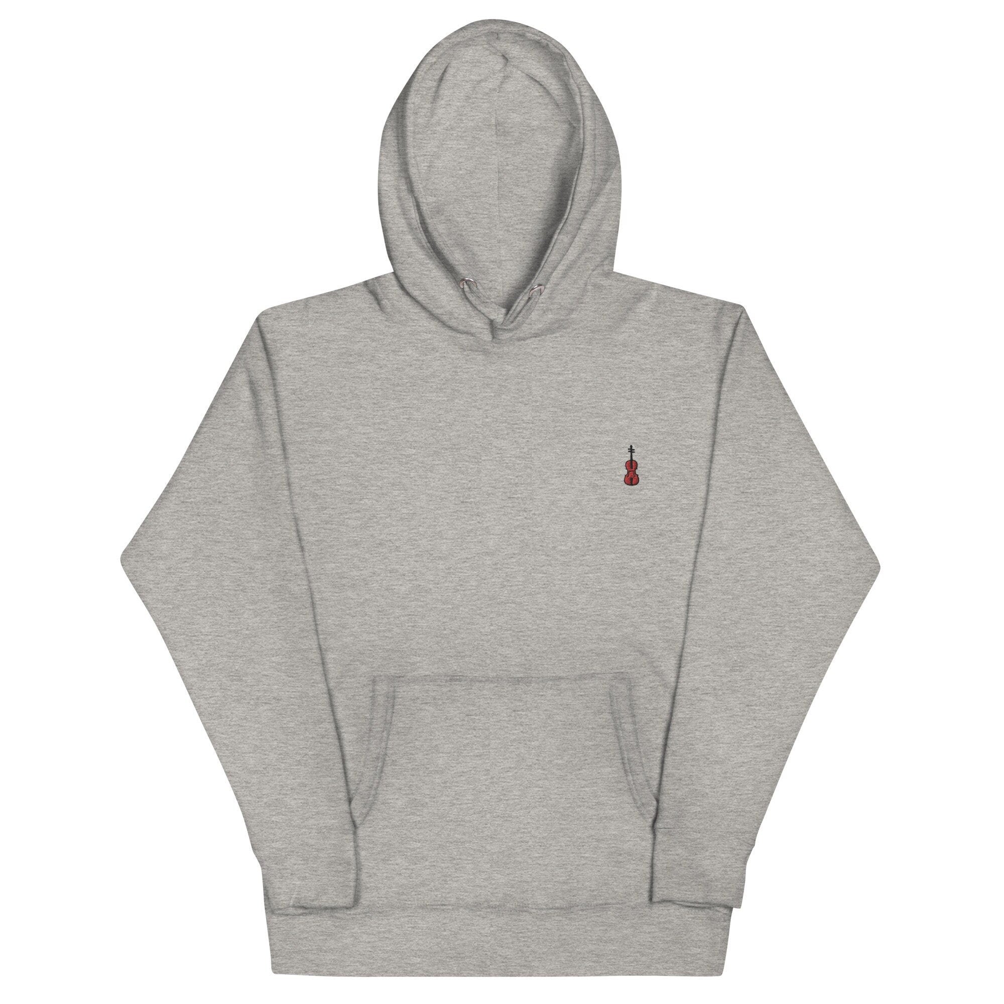 Violin Unisex Hoodie, Handmade Embroidered Hoodie, Premium Hooded Sweater, Hoodie Embroidery - Multiple Colors