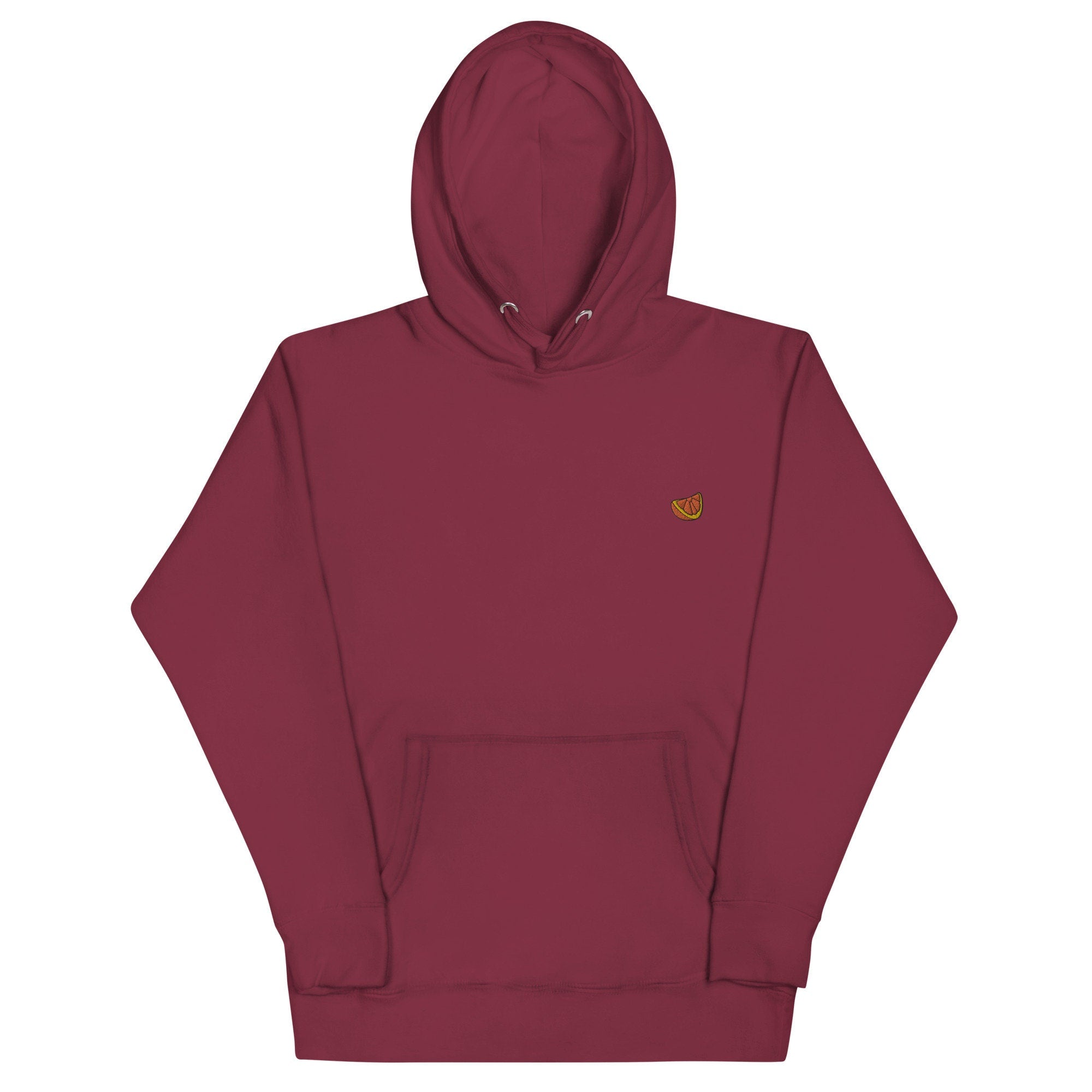 Orange Slice Unisex Hoodie, Handmade Embroidered Hoodie, Premium Hooded Sweater, Hoodie Embroidery - Multiple Colors