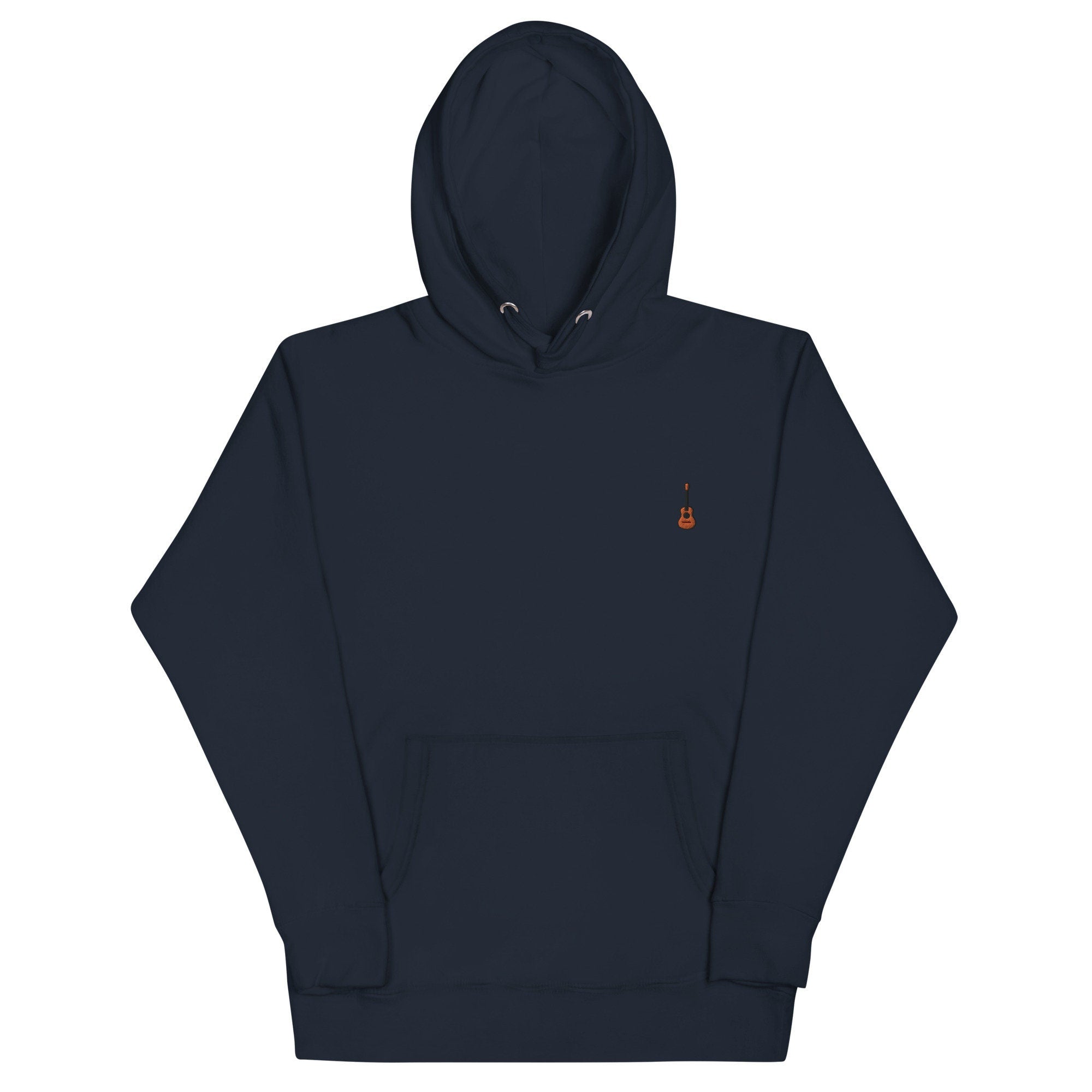 Guitar Unisex Hoodie, Handmade Embroidered Hoodie, Premium Hooded Sweater, Hoodie Embroidery - Multiple Colors