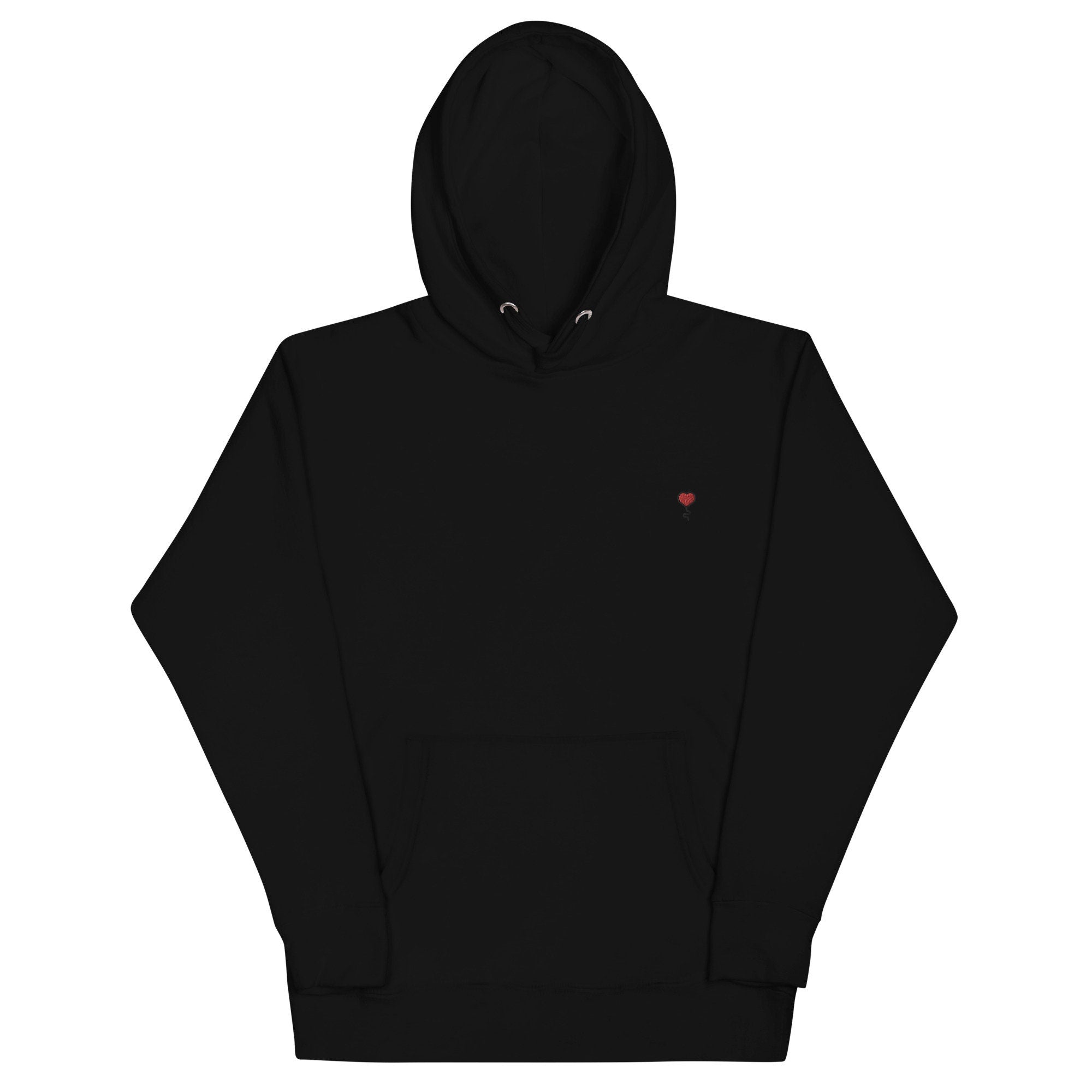 Heart Balloon Unisex Hoodie, Handmade Embroidered Hoodie, Premium Hooded Sweater, Hoodie Embroidery - Multiple Colors