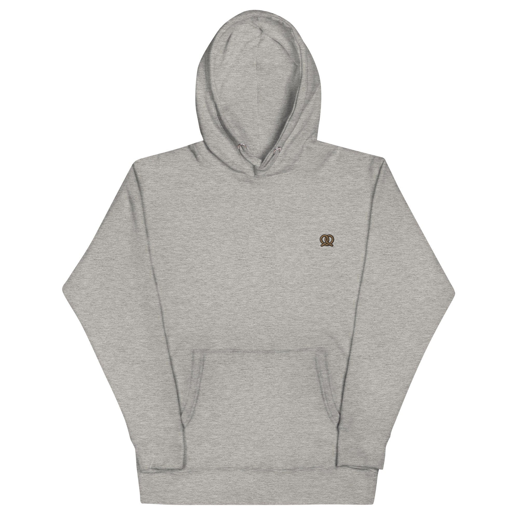Pretzel Unisex Hoodie, Handmade Embroidered Hoodie, Premium Hooded Sweater, Hoodie Embroidery - Multiple Colors