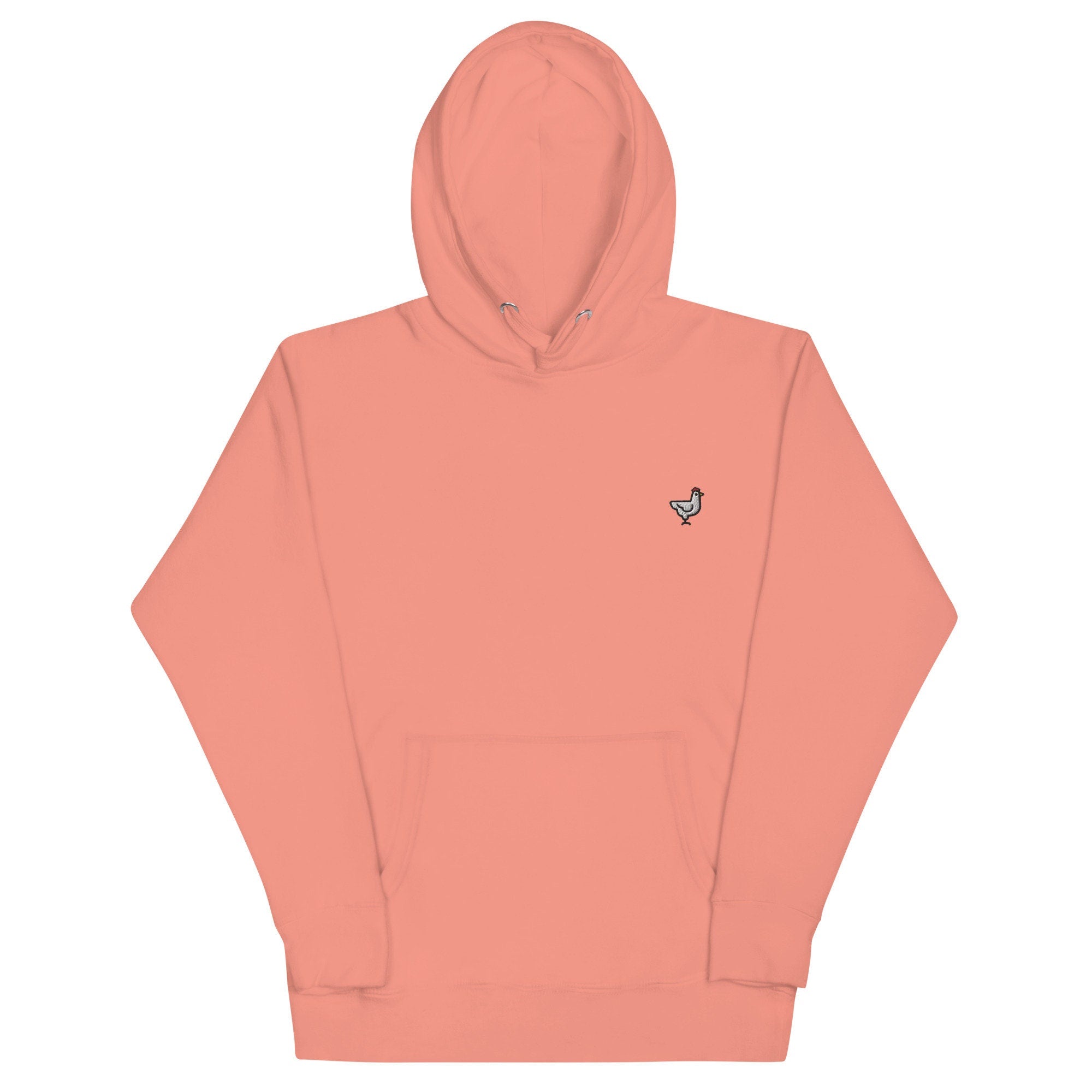 Chicken Unisex Hoodie, Handmade Embroidered Hoodie, Premium Hooded Sweater, Hoodie Embroidery - Multiple Colors