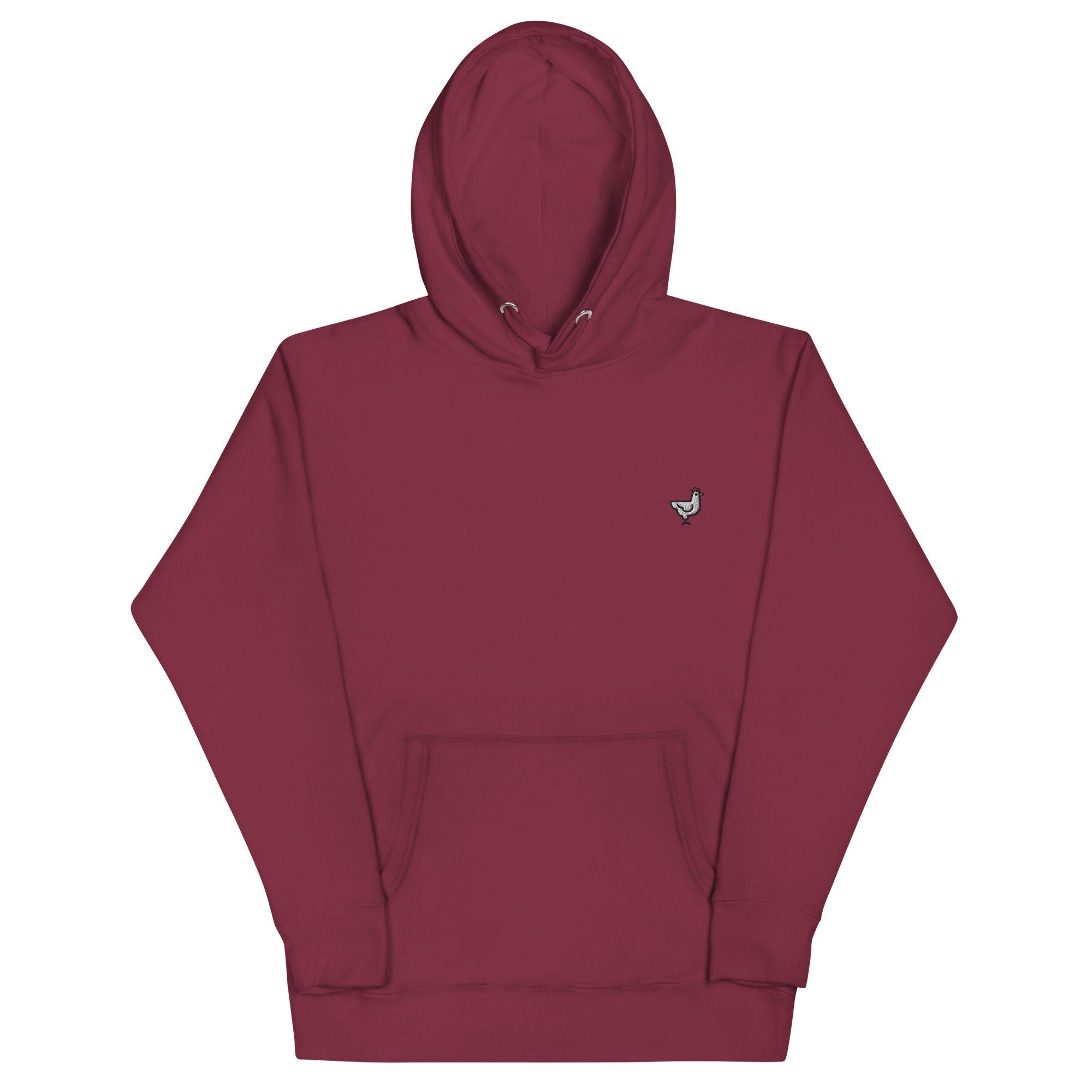 Chicken Unisex Hoodie, Handmade Embroidered Hoodie, Premium Hooded Sweater, Hoodie Embroidery - Multiple Colors