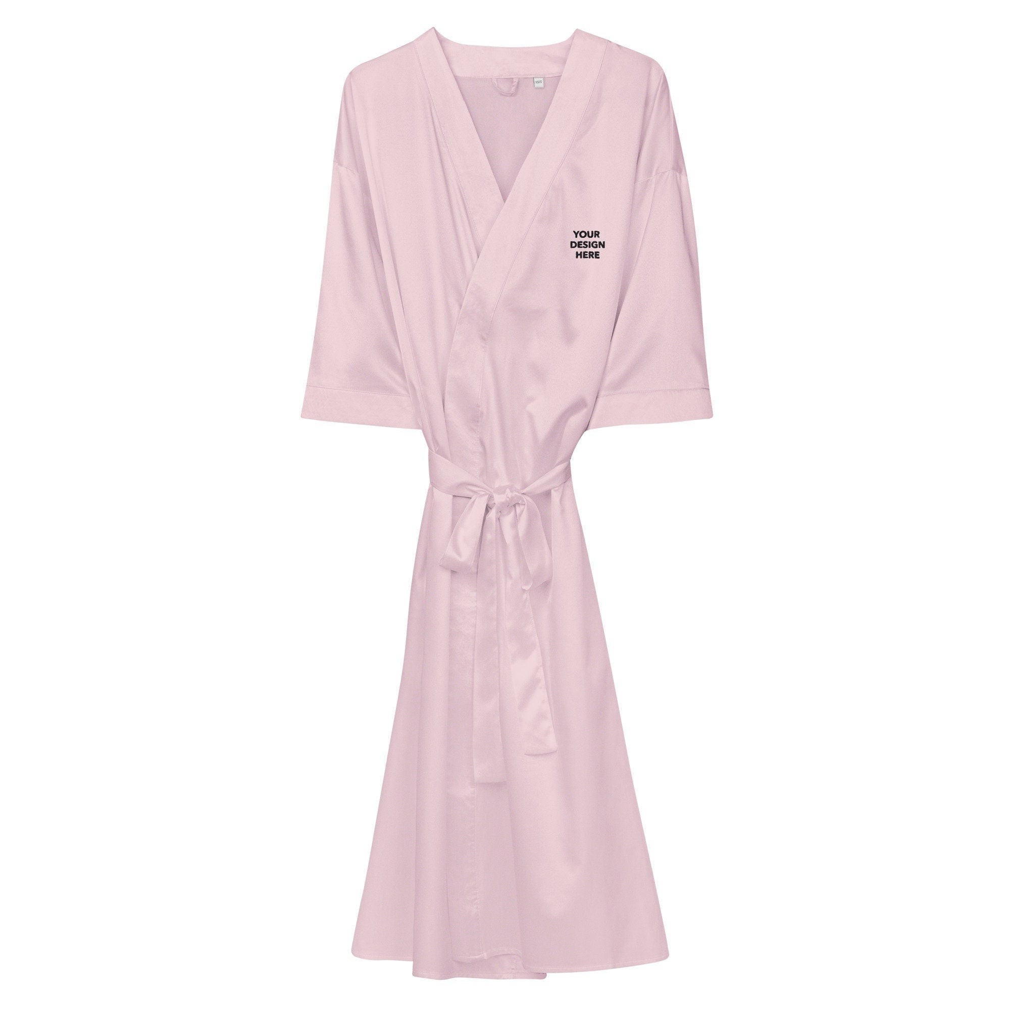 Your Logo Design or Text Robe, Handmade Custom Embroidered Robe, Personalized Satin Robe - Multiple Colors