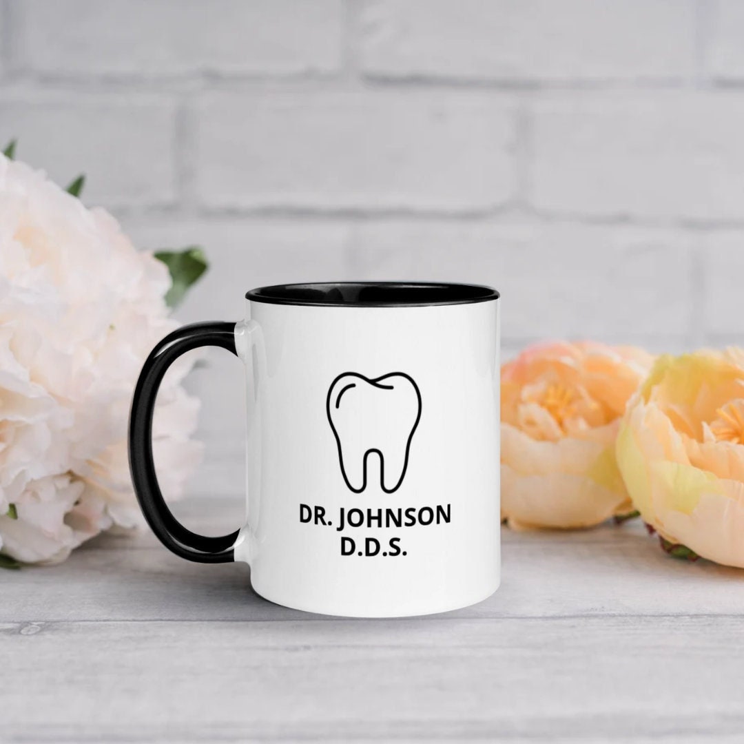 Personalized Dentist Mug with Name, Gift for Dentist Graduation Dental School, Office Dental Hygienist Gift for Him Her