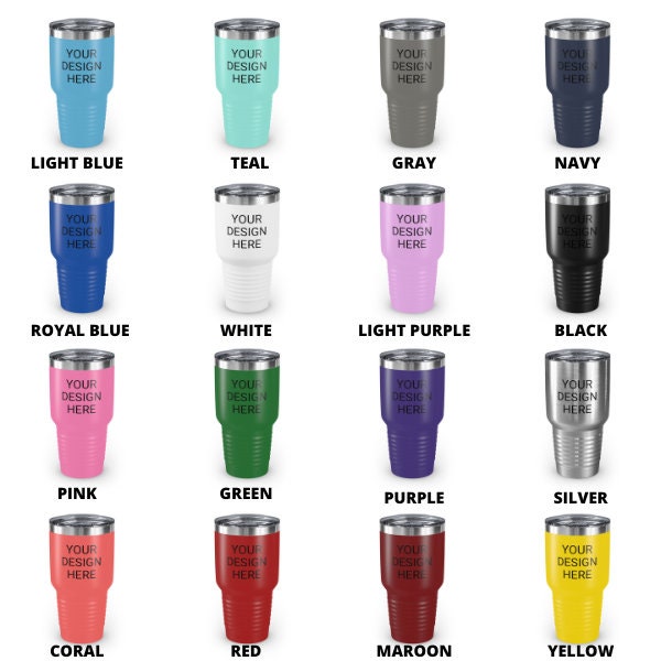 Personalized Insulated 30 oz Tumbler, Full Color Printed Cup with Your Custom Text or Logo, Monogram Design Custom Tumbler Cup