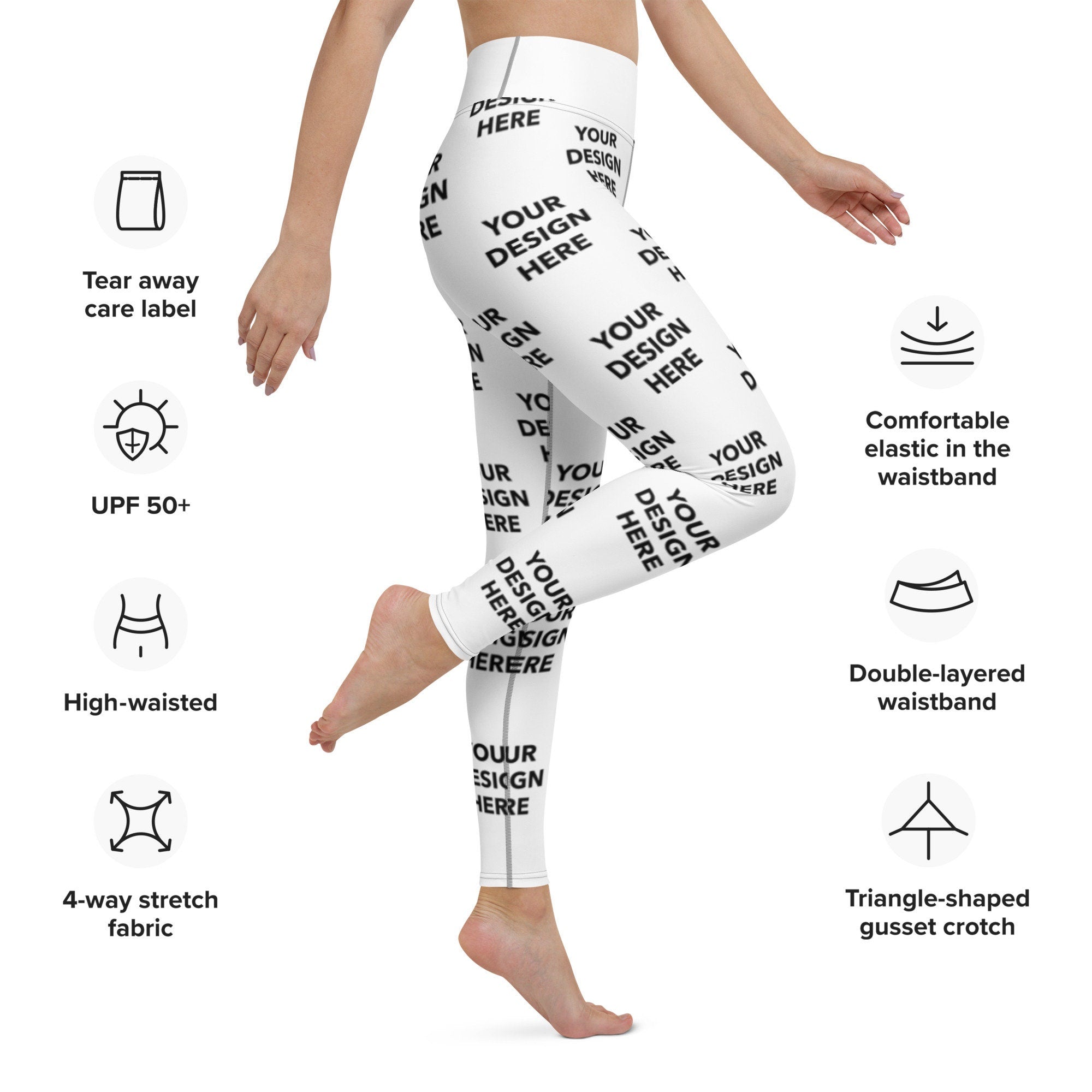 Custom Yoga Leggings, Customized Yoga Pants, Personalized Design or Text Yoga Pants, Your Logo Yoga Pants, Bulk Promotional Yoga Pants