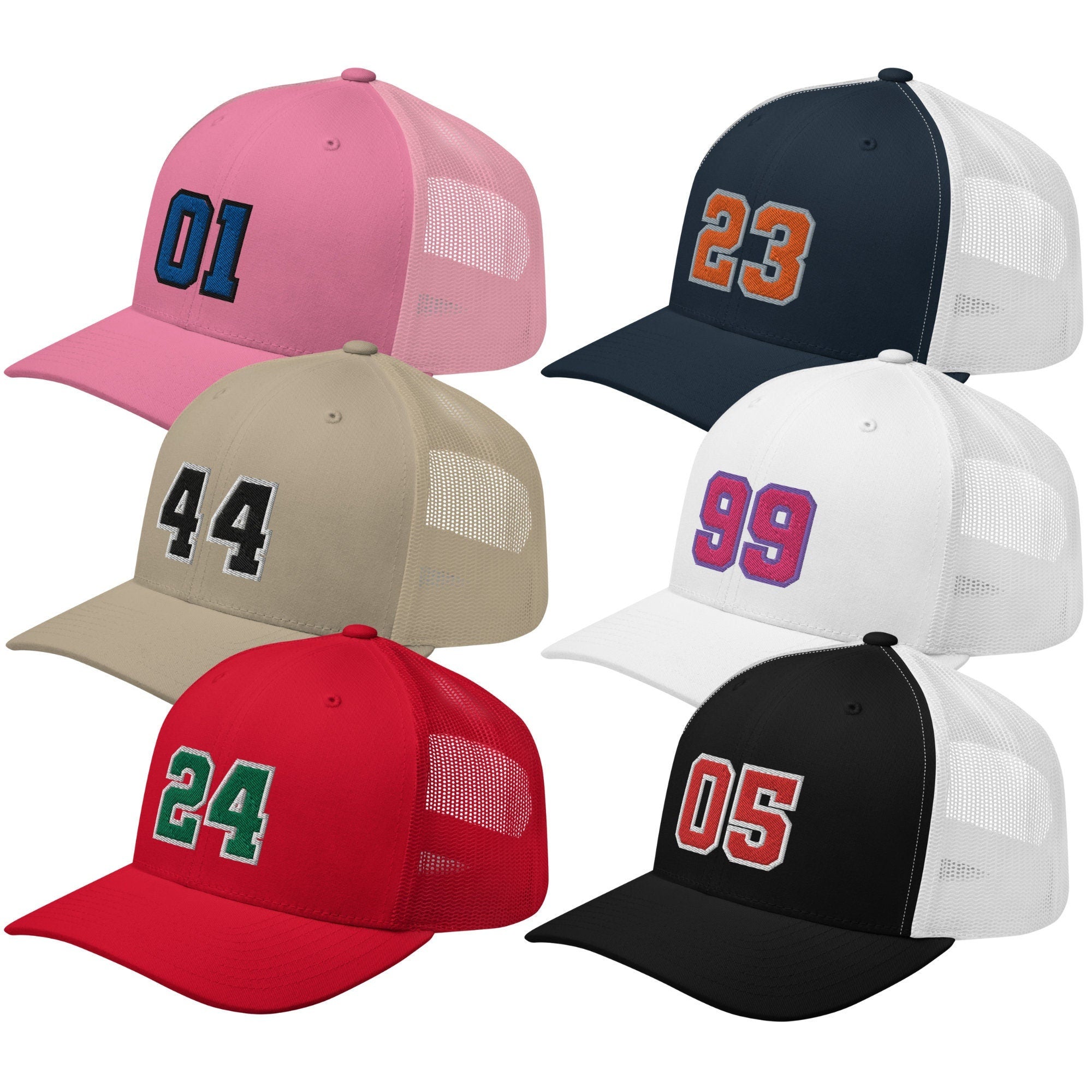 Personalized Varsity Jersey Number Trucker Hat, Custom Varsity Letter College Number Trucker Cap, Sports Player Number Mesh Trucker Hat Gift