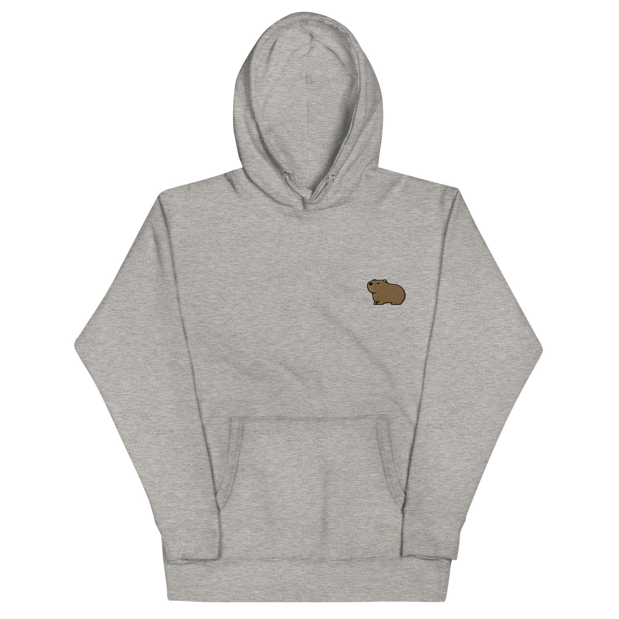 Capybara Unisex Hoodie, Handmade Embroidered Hoodie, Hoodie Embroidery - Multiple Colors
