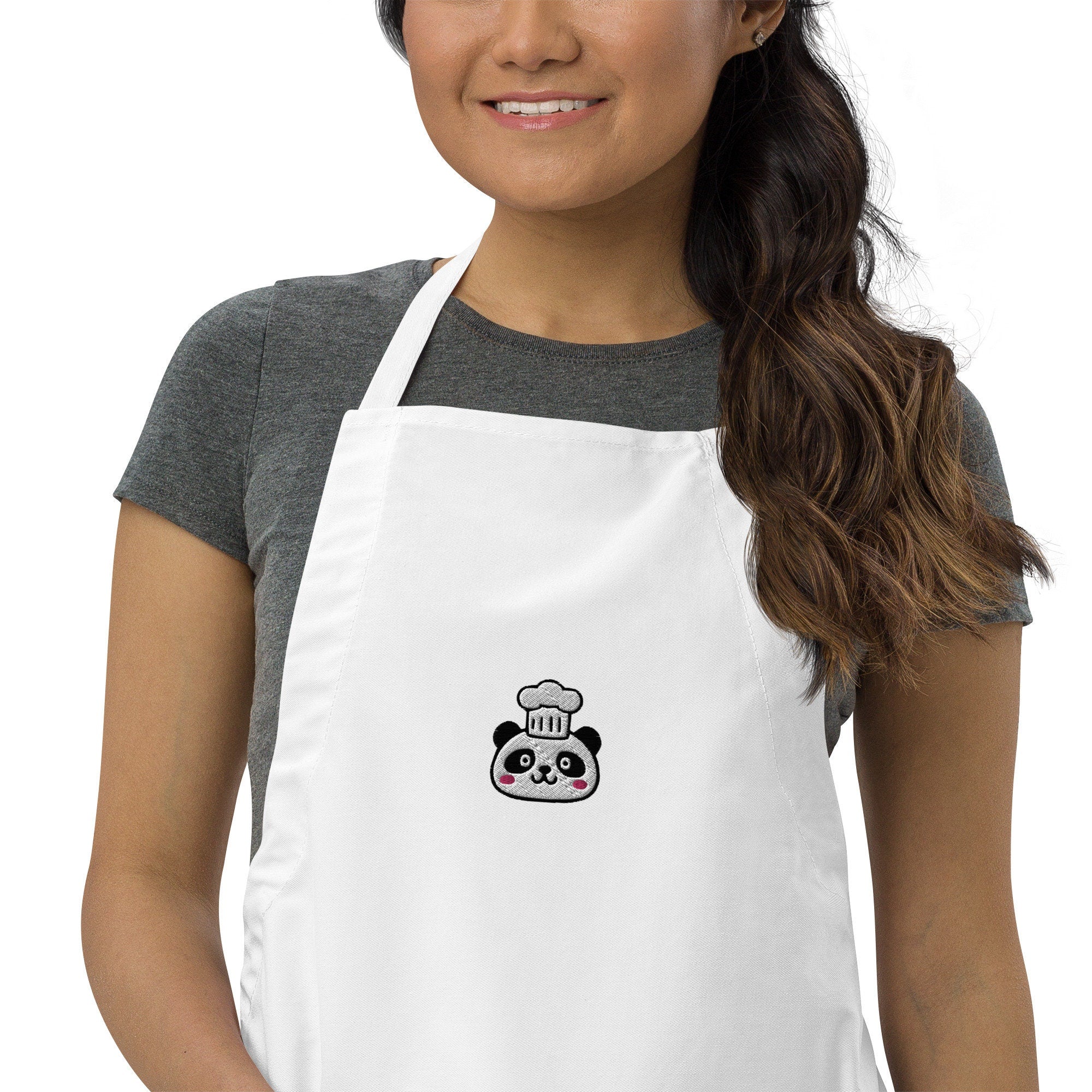 Panda Chef Embroidered Apron, Embroidered Panda Apron , Panda Lover Gift for Baker, Cook, Chef, Cute Panda, Chef Gift, Cook Apron Gift