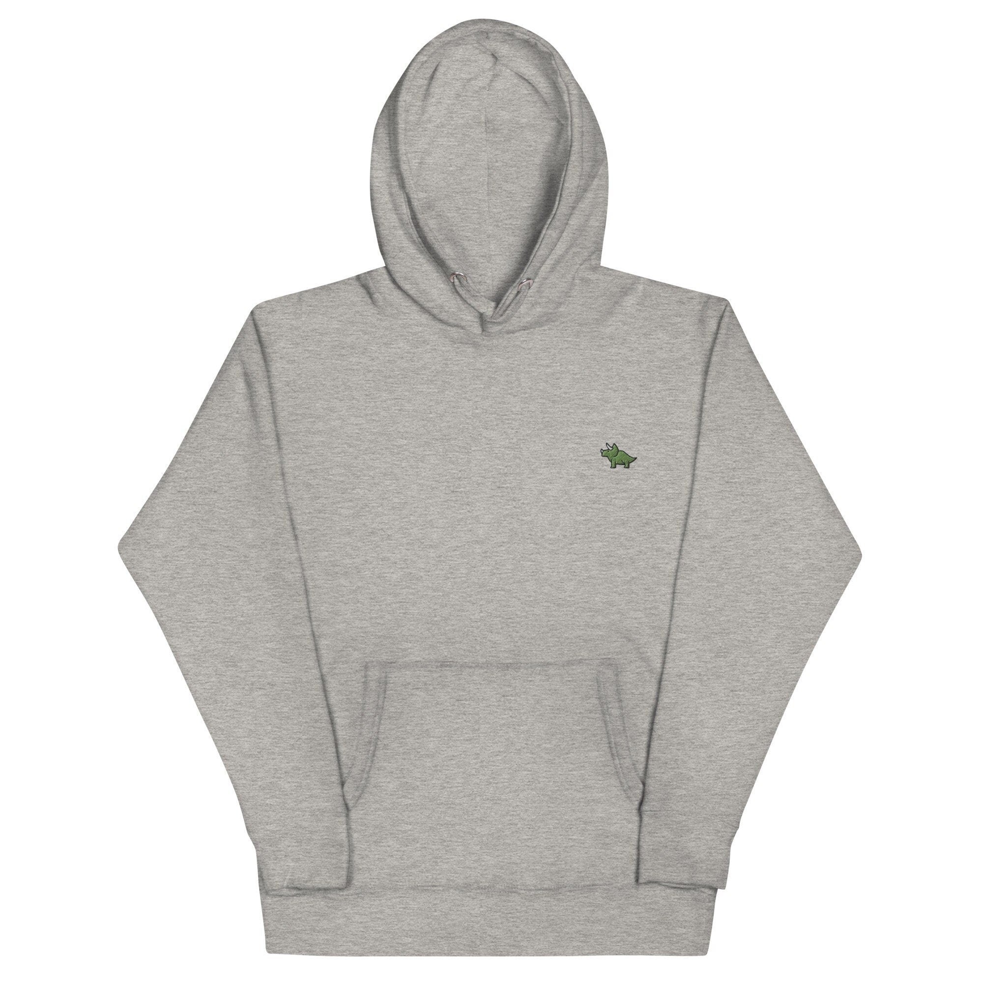 Triceratops Unisex Hoodie, Handmade Embroidered Hoodie, Premium Hooded Sweater, Hoodie Embroidery - Multiple Colors