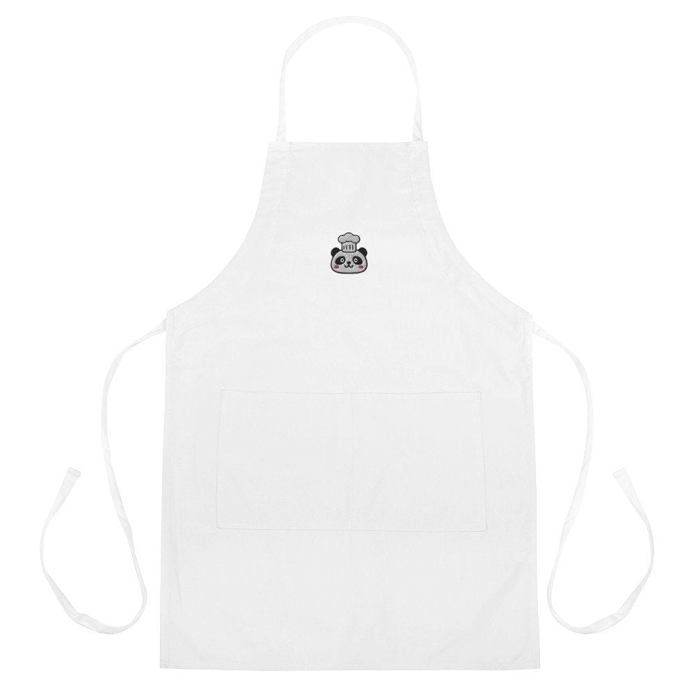 Panda Chef Embroidered Apron, Embroidered Panda Apron , Panda Lover Gift for Baker, Cook, Chef, Cute Panda, Chef Gift, Cook Apron Gift