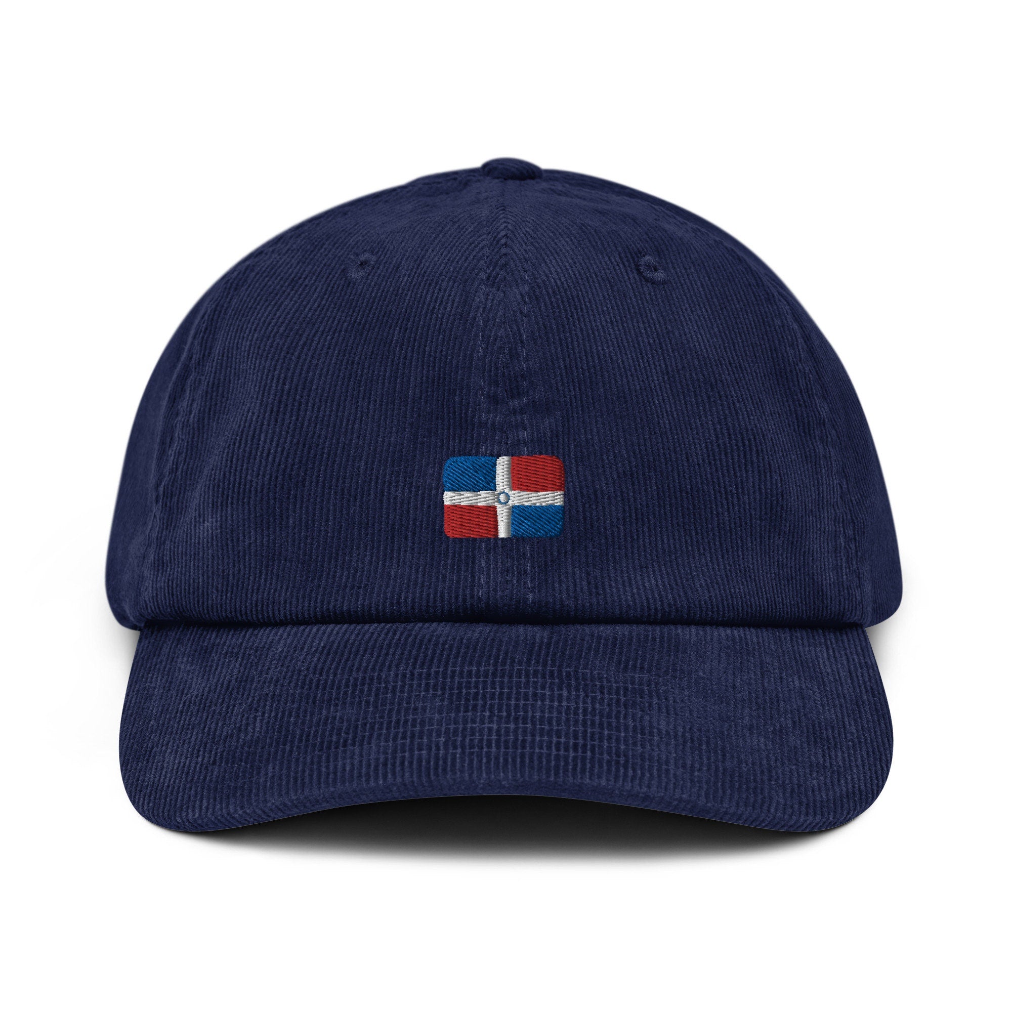 Dominican Republic Corduroy Hat, Dominican Country Gift, Embroidered Dominican Flag, Handmade Dominican Flag Corduroy Hat, Dominican Flag
