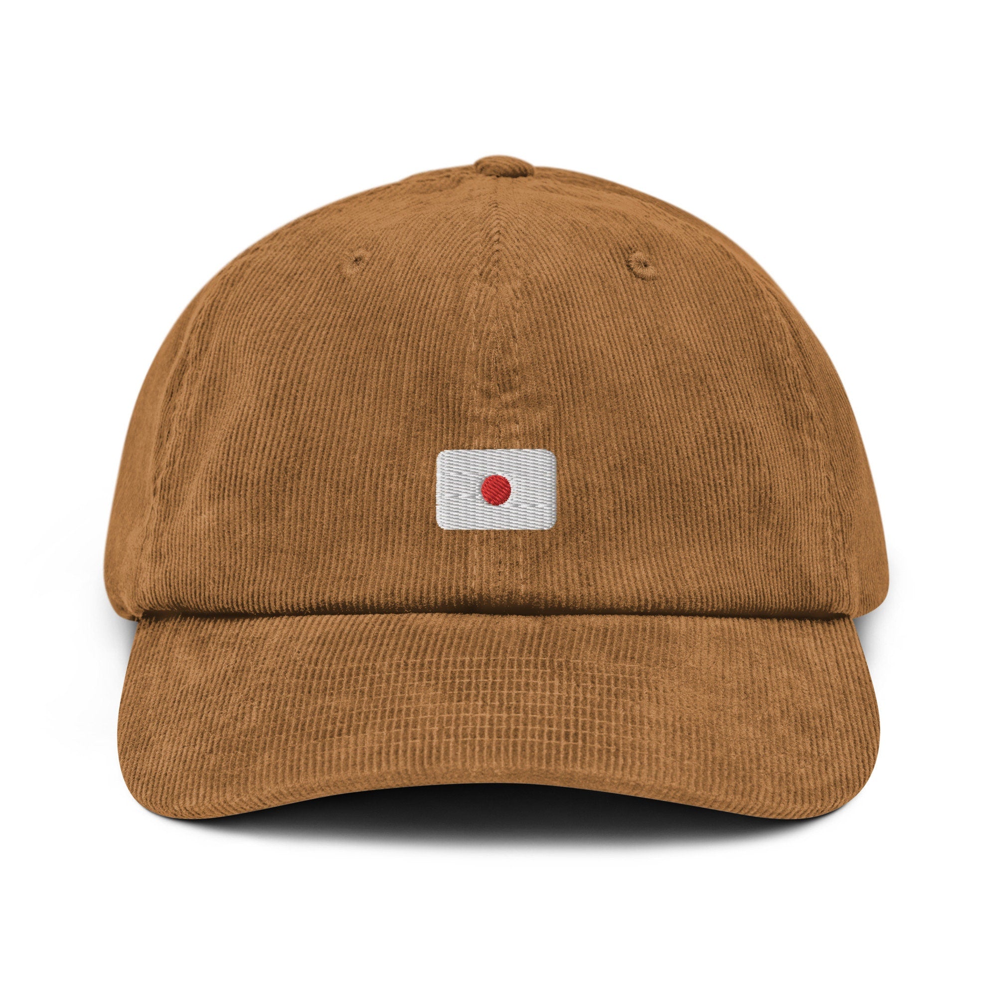 Japan Corduroy Hat, Japanese Country Gift, Embroidered Japanese Flag, Handmade Japanese Flag Corduroy Hat, Japanese Flag