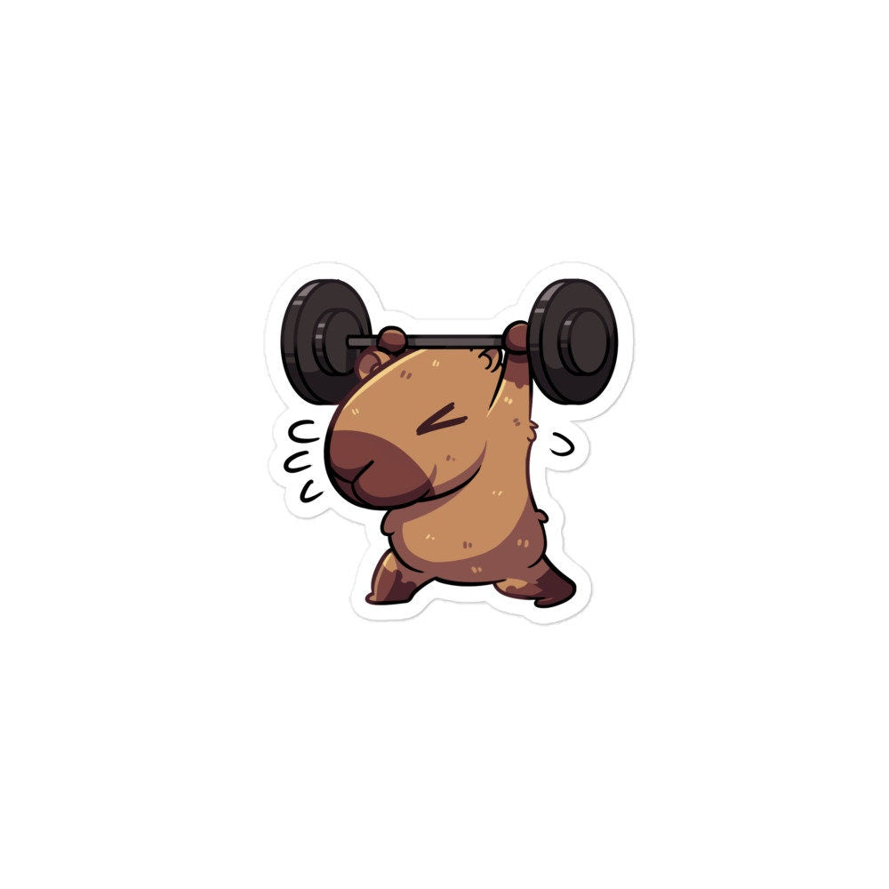 Gym Bro Capybara Decal, Waterproof Capybara Sticker, Deadlift Capybara Gift, Weights Capybara Sticker