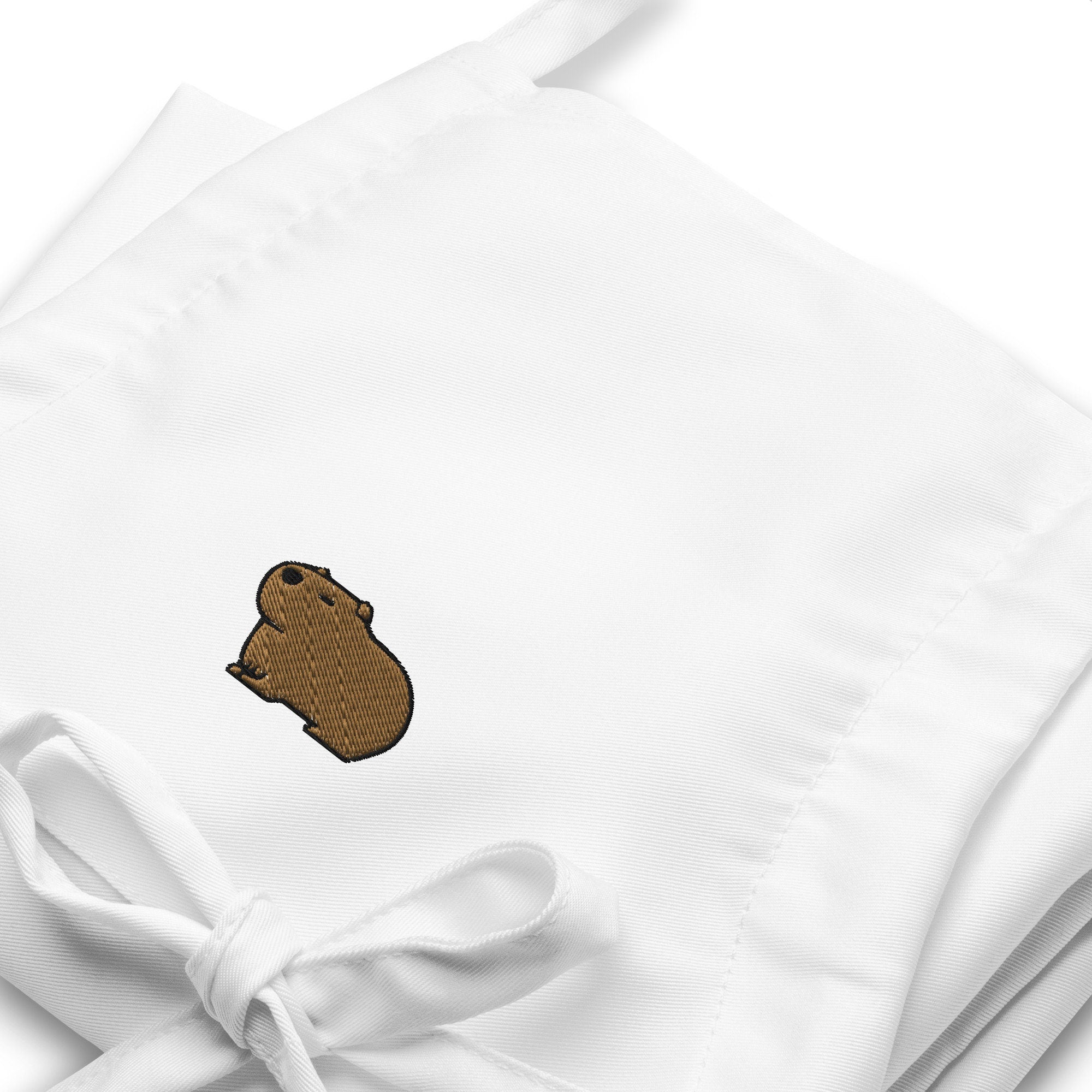 Capybara Embroidered Apron, Handmade Embroidered Capybara Apron, Capybara Lover Gift, Cooking Capybara Gift