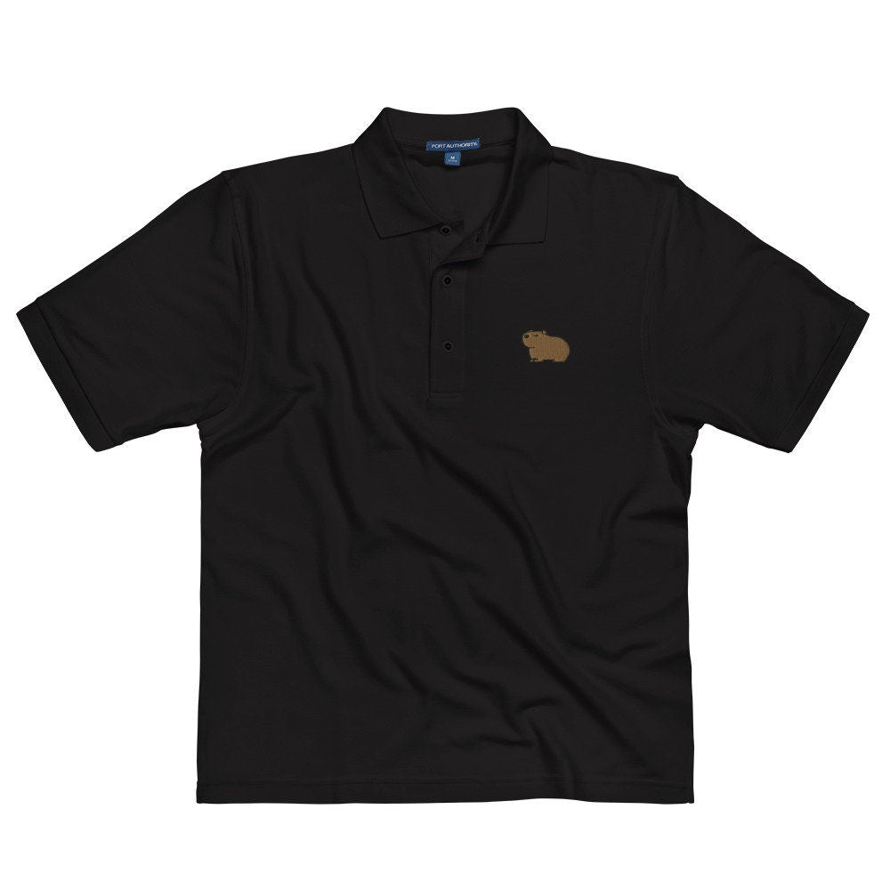 Capybara Men's Premium Polo, Handmade Embroidered Capybara Shirt, Capybara Lover Gift, Capybara Embroidered Polo
