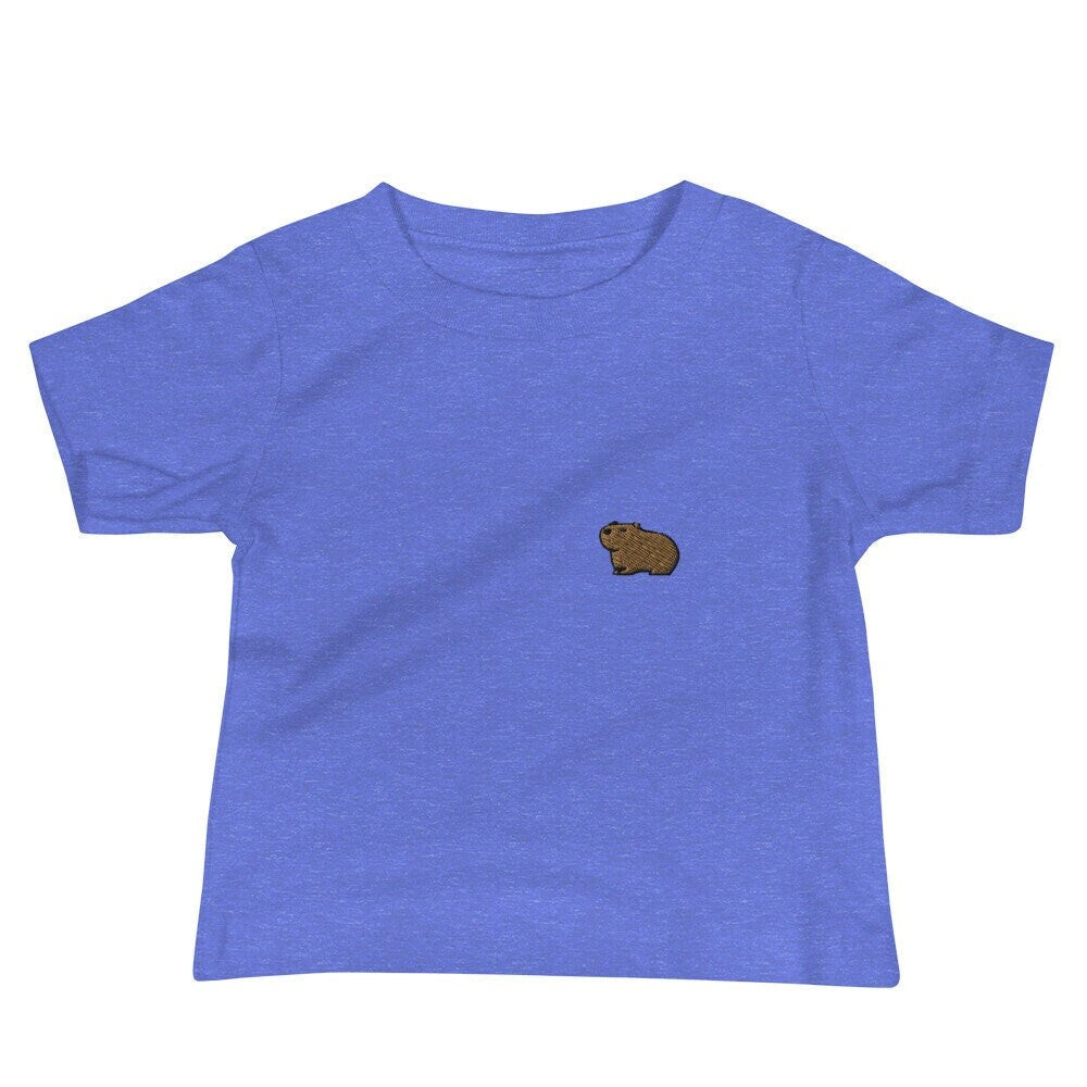 Capybara Baby Jersey Short Sleeve Tee. Handmade Embroidered Capybara Baby Shirt, Baby Clothing Embroidery, Babyshower Gift