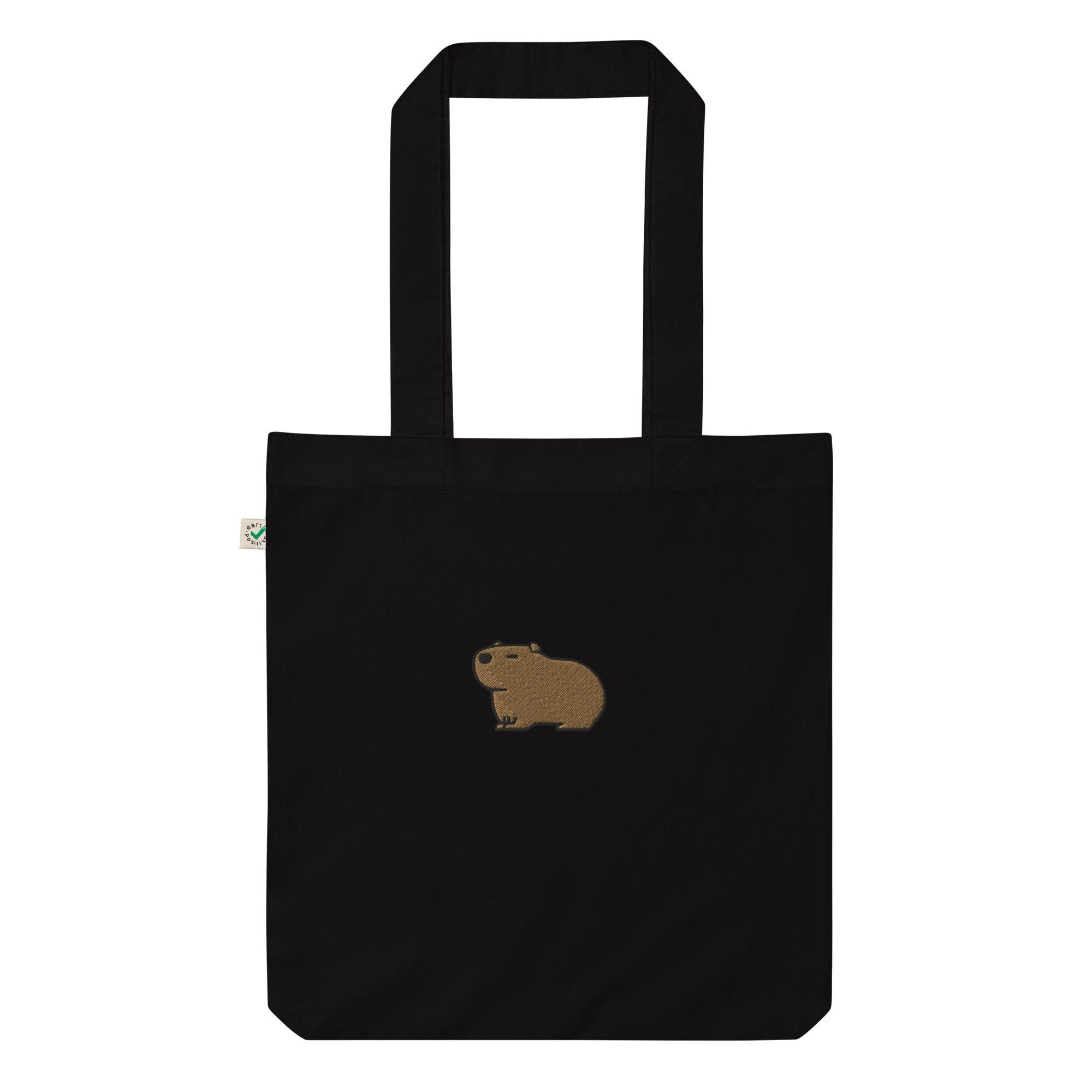 Capybara Organic Tote Bag, Handmade Embroidered Capybara Tote Bag, Capybara Lover GIft, Premium Capybara Embroidered Tote Bag