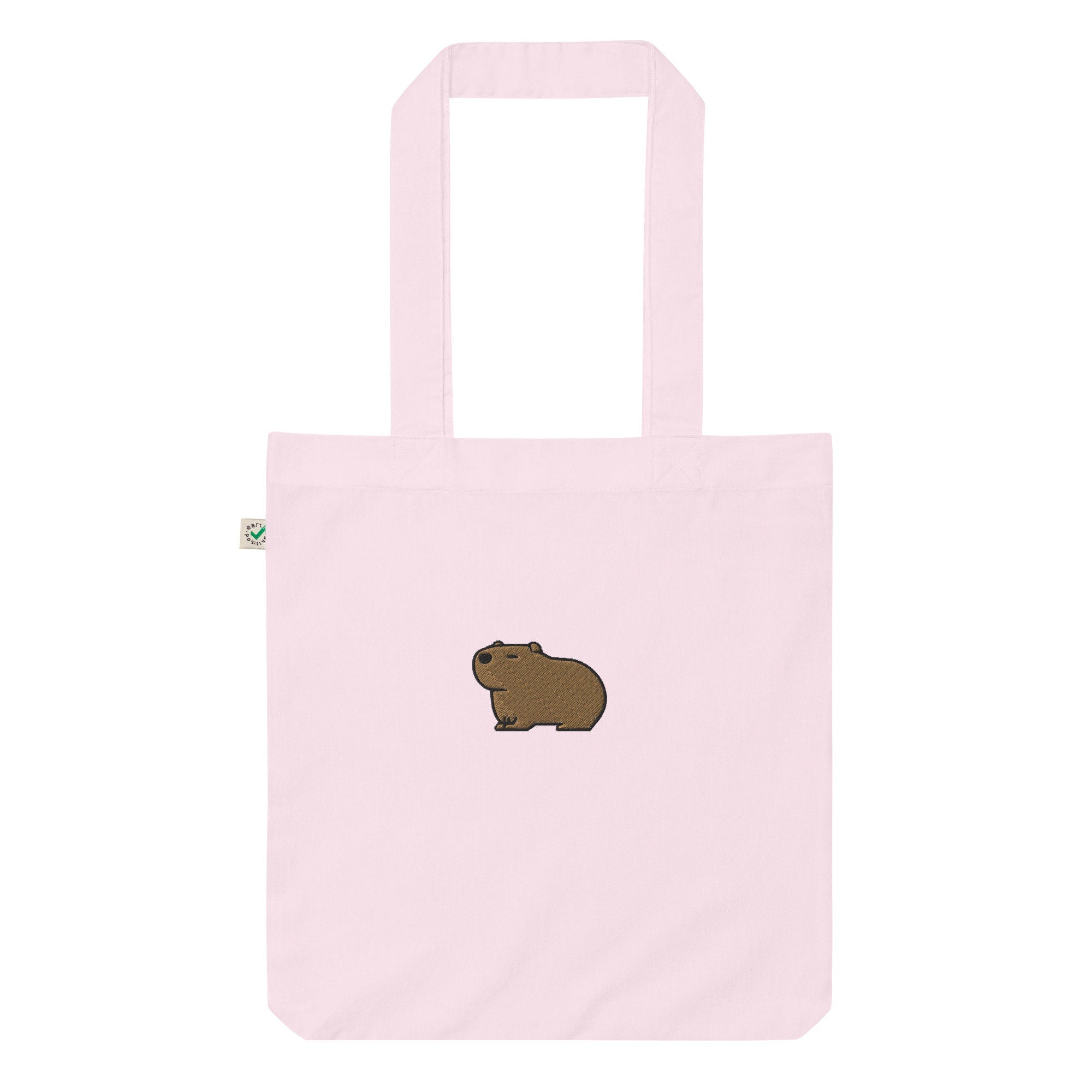 Capybara Organic Tote Bag, Handmade Embroidered Capybara Tote Bag, Capybara Lover GIft, Premium Capybara Embroidered Tote Bag