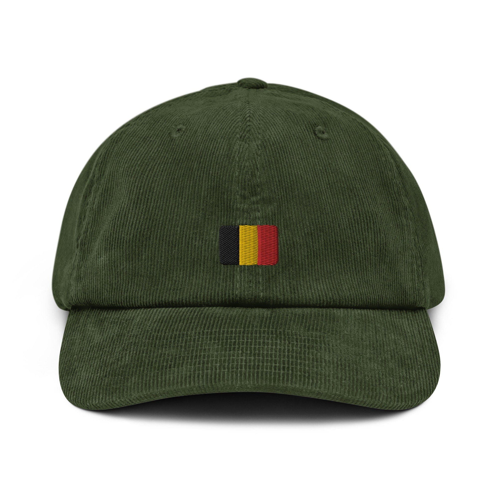 Belgium Corduroy Hat, Belgium Country Gift, Embroidered Belgian Flag, Handmade Belgian Flag Corduroy Hat, Belgian Flag