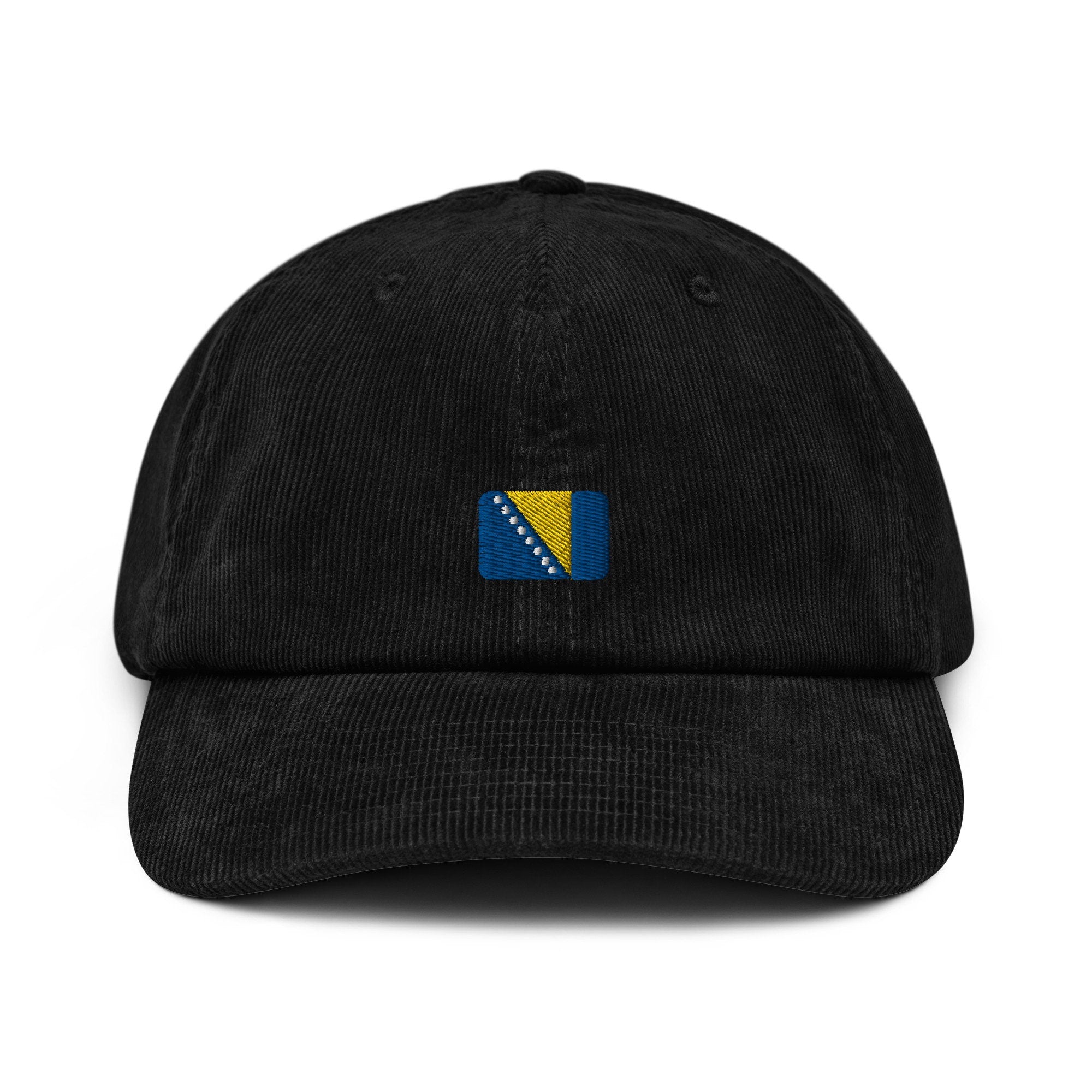 Bosnia Corduroy Hat, Bosnian Country Gift, Embroidered Bosnian Flag, Handmade Bosnian Flag Corduroy Hat, Bosnian Flag