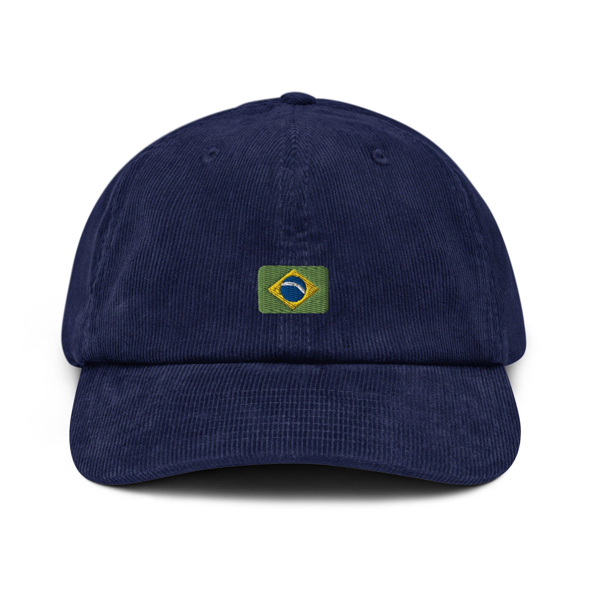 Brazil Corduroy Hat, Brazilian Country Gift, Embroidered Brazilian Flag, Handmade Brazilian Flag Corduroy Hat, Brazilian Flag
