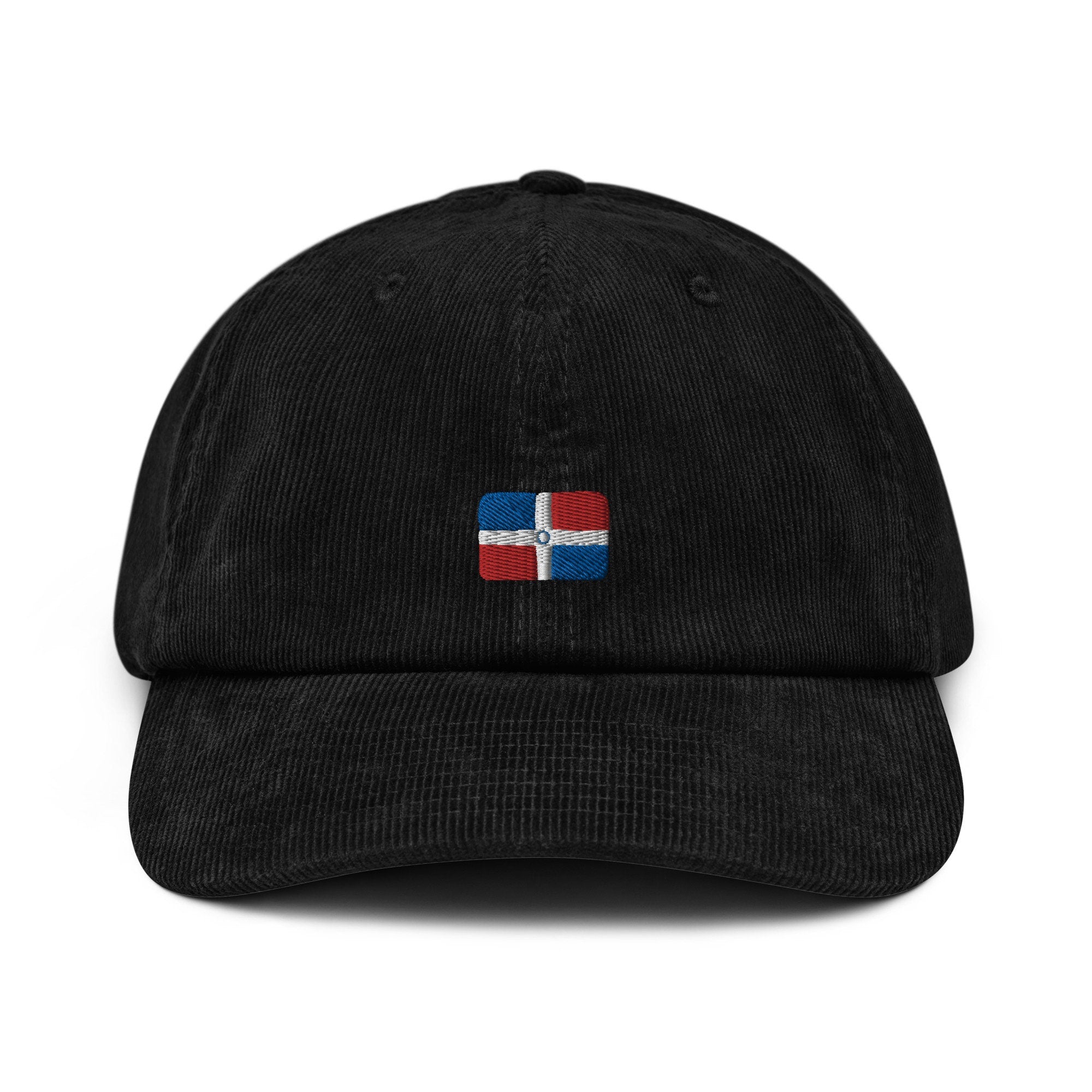 Dominican Republic Corduroy Hat, Dominican Country Gift, Embroidered Dominican Flag, Handmade Dominican Flag Corduroy Hat, Dominican Flag