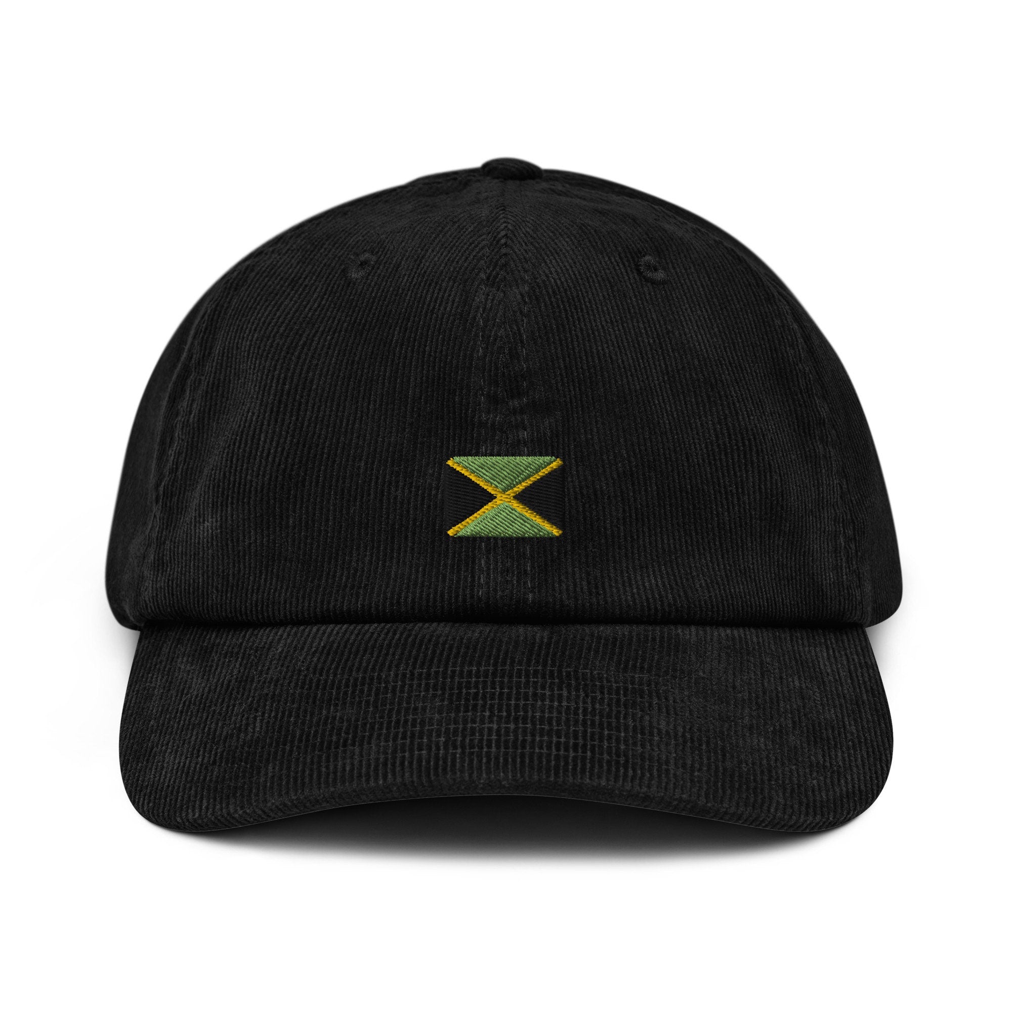 Jamaica Corduroy Hat, Jamaican Country Gift, Embroidered Jamaican Flag, Handmade Jamaican Flag Corduroy Hat, Jamaican Flag