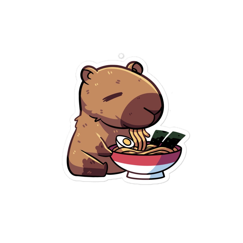 Ramen Capybara Decal, Waterproof Capybara Sticker, Ramen Bowl Capybara Gift, Ramen Noodles Capybara Sticker