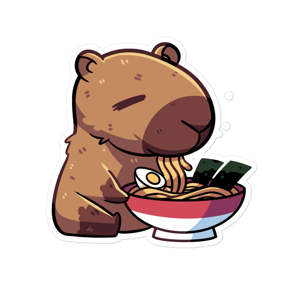 Ramen Capybara Decal, Waterproof Capybara Sticker, Ramen Bowl Capybara Gift, Ramen Noodles Capybara Sticker