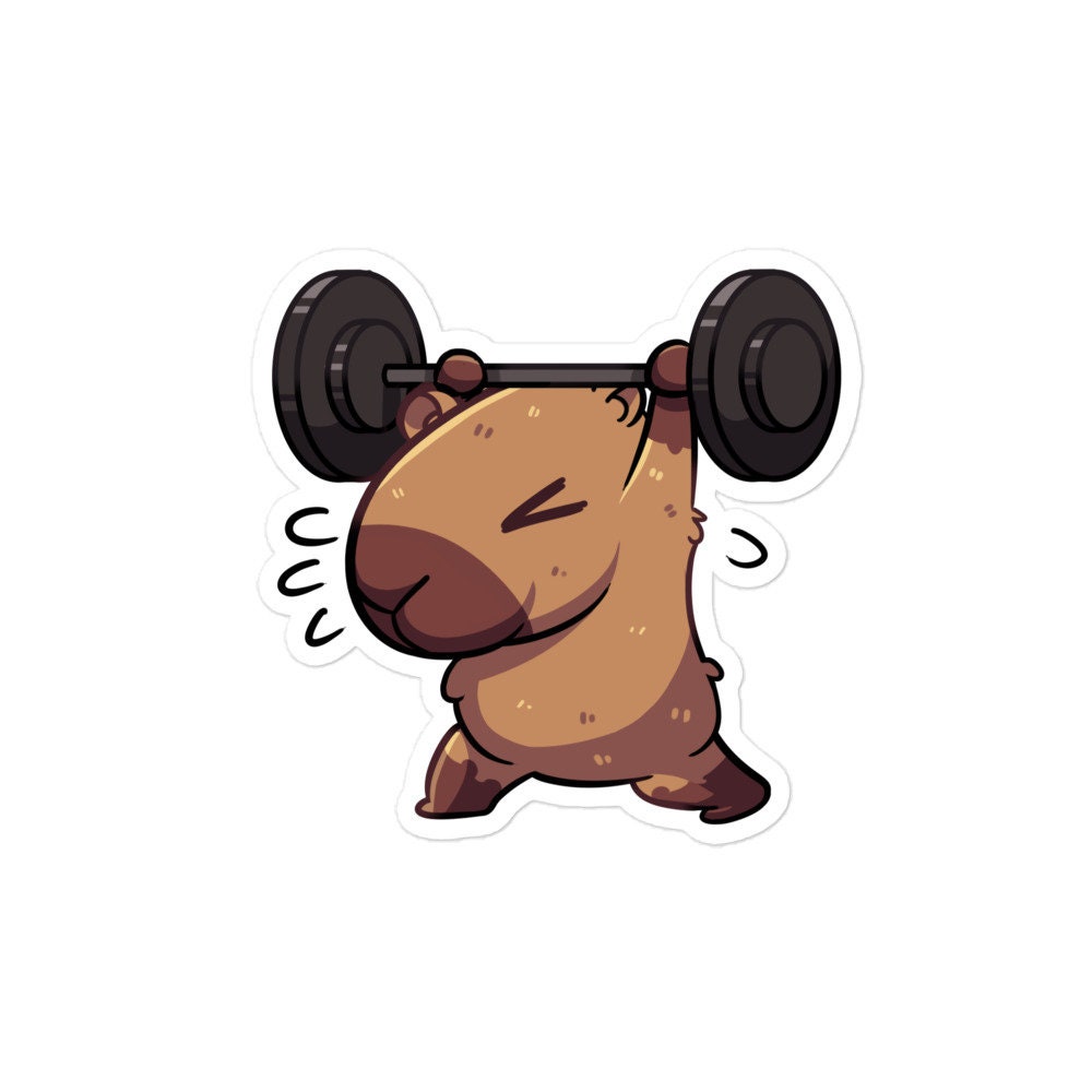 Gym Bro Capybara Decal, Waterproof Capybara Sticker, Deadlift Capybara Gift, Weights Capybara Sticker