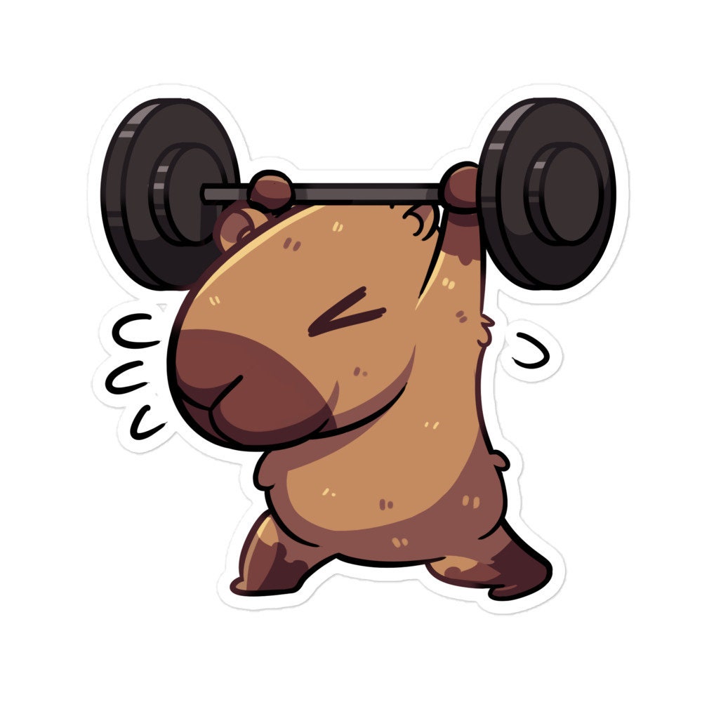 Gym Bro Capybara Decal, Waterproof Capybara Sticker, Deadlift Capybara Gift, Weights Capybara Sticker
