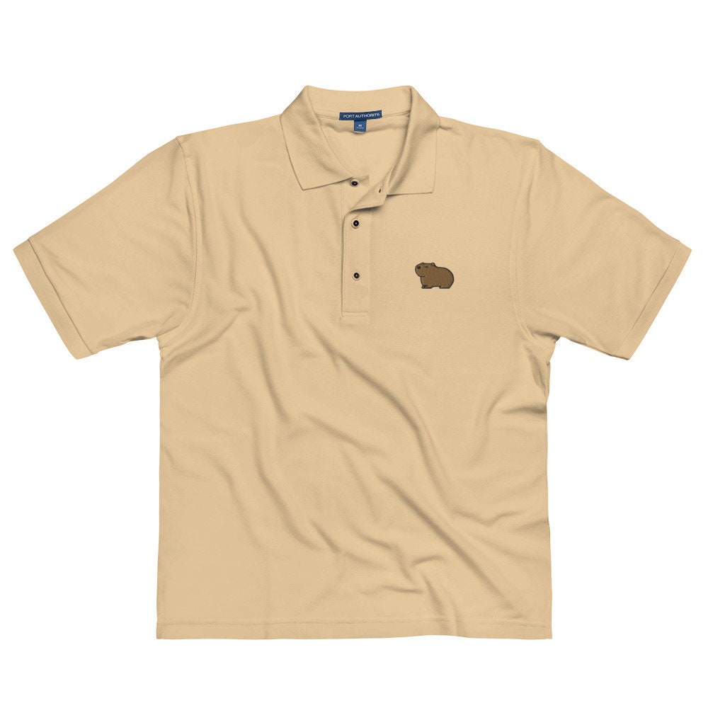 Capybara Men's Premium Polo, Handmade Embroidered Capybara Shirt, Capybara Lover Gift, Capybara Embroidered Polo