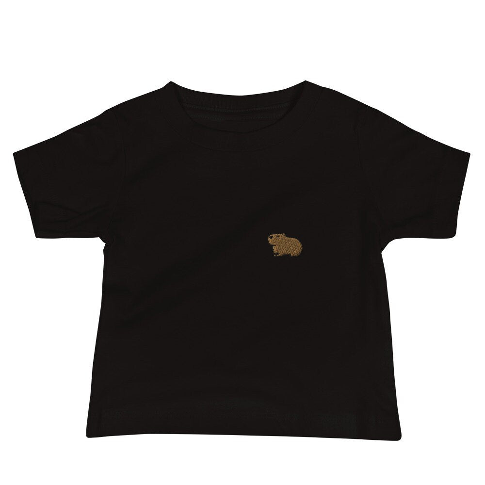Capybara Baby Jersey Short Sleeve Tee. Handmade Embroidered Capybara Baby Shirt, Baby Clothing Embroidery, Babyshower Gift