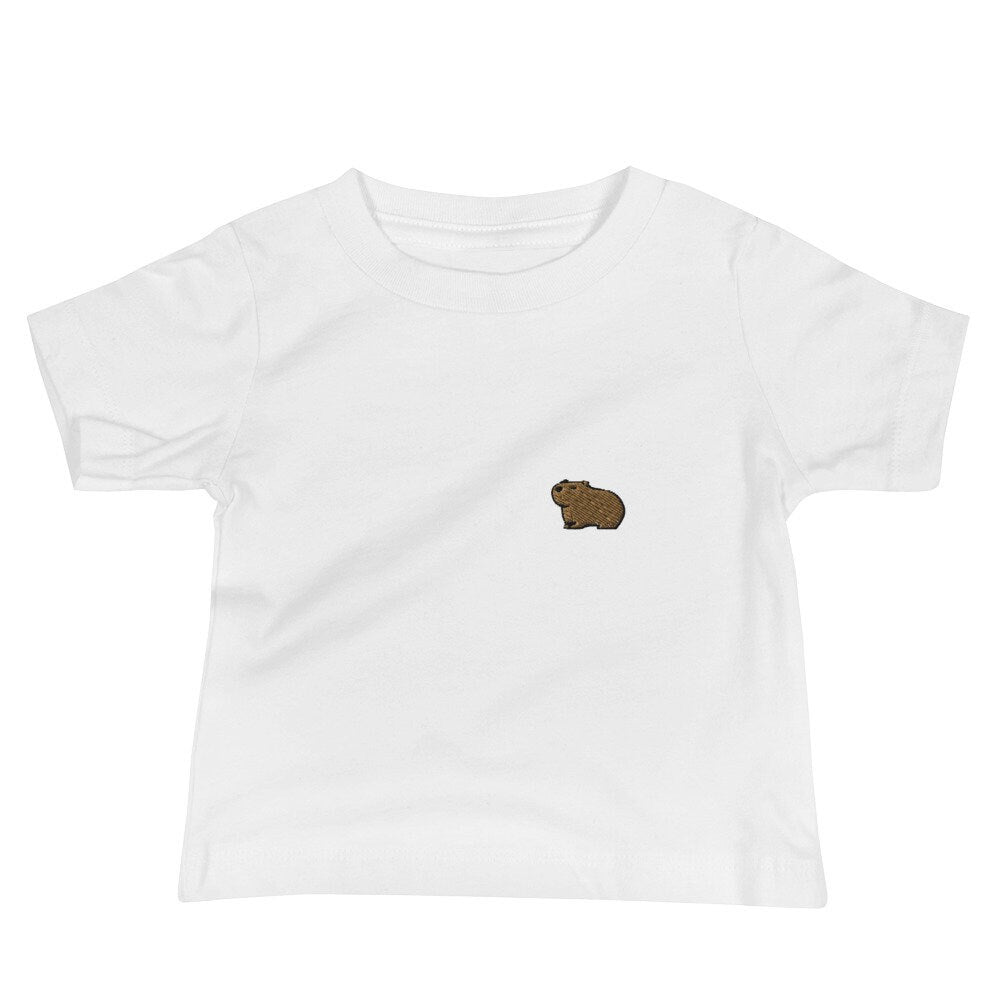 Capybara Baby Jersey Short Sleeve Tee. Handmade Embroidered Capybara Baby Shirt, Baby Clothing Embroidery, Babyshower Gift