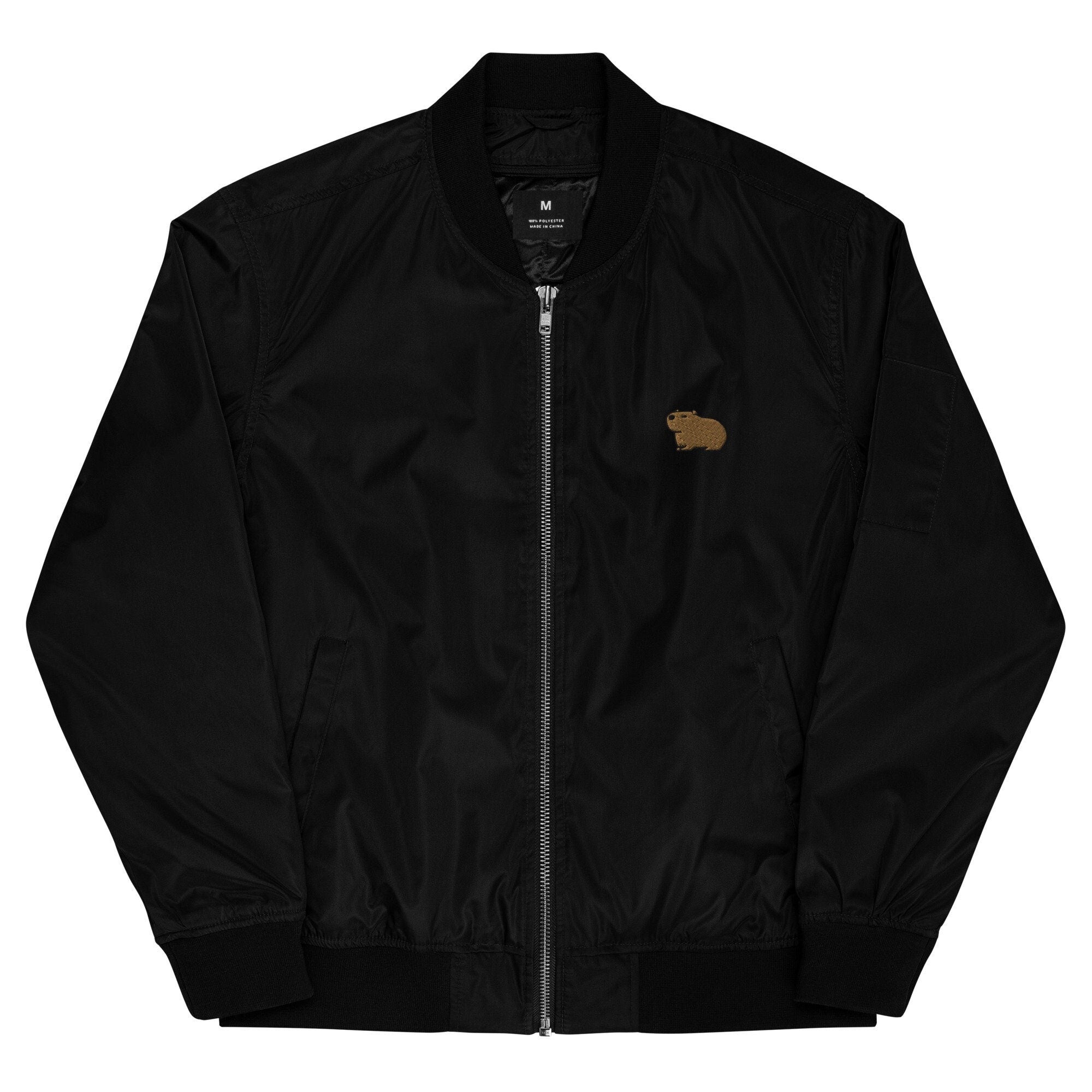 Capybara Premium Recycled Bomber Jacket, Handmade Capybara Jacket, Capybara Lover Embroidered Gift, Capybara Jacket