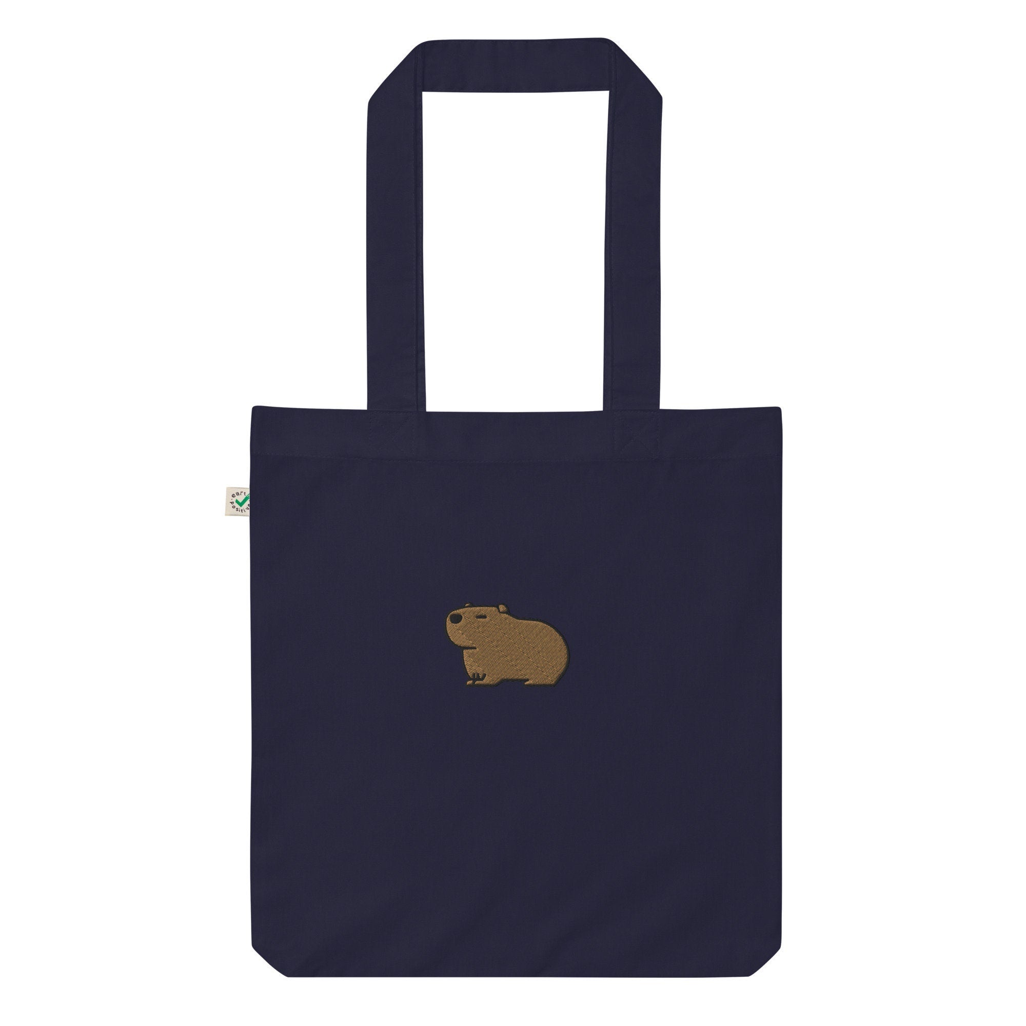 Capybara Organic Tote Bag, Handmade Embroidered Capybara Tote Bag, Capybara Lover GIft, Premium Capybara Embroidered Tote Bag