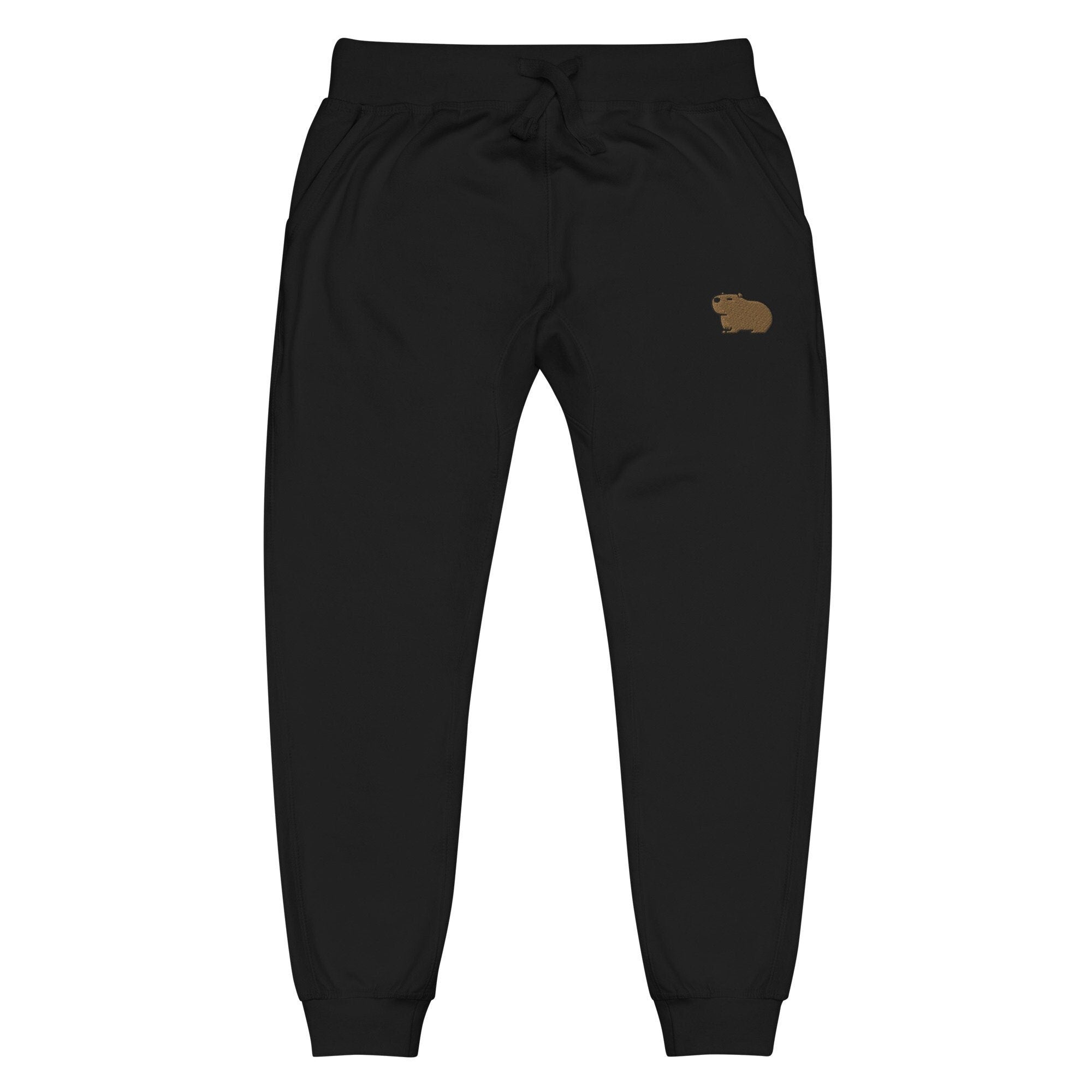 Capybara Joggers, Capybara Embroidered Sweatpants, Capybara Lover Embroidered Sweats, Capybara Embroidery Pants Gift for Him Her