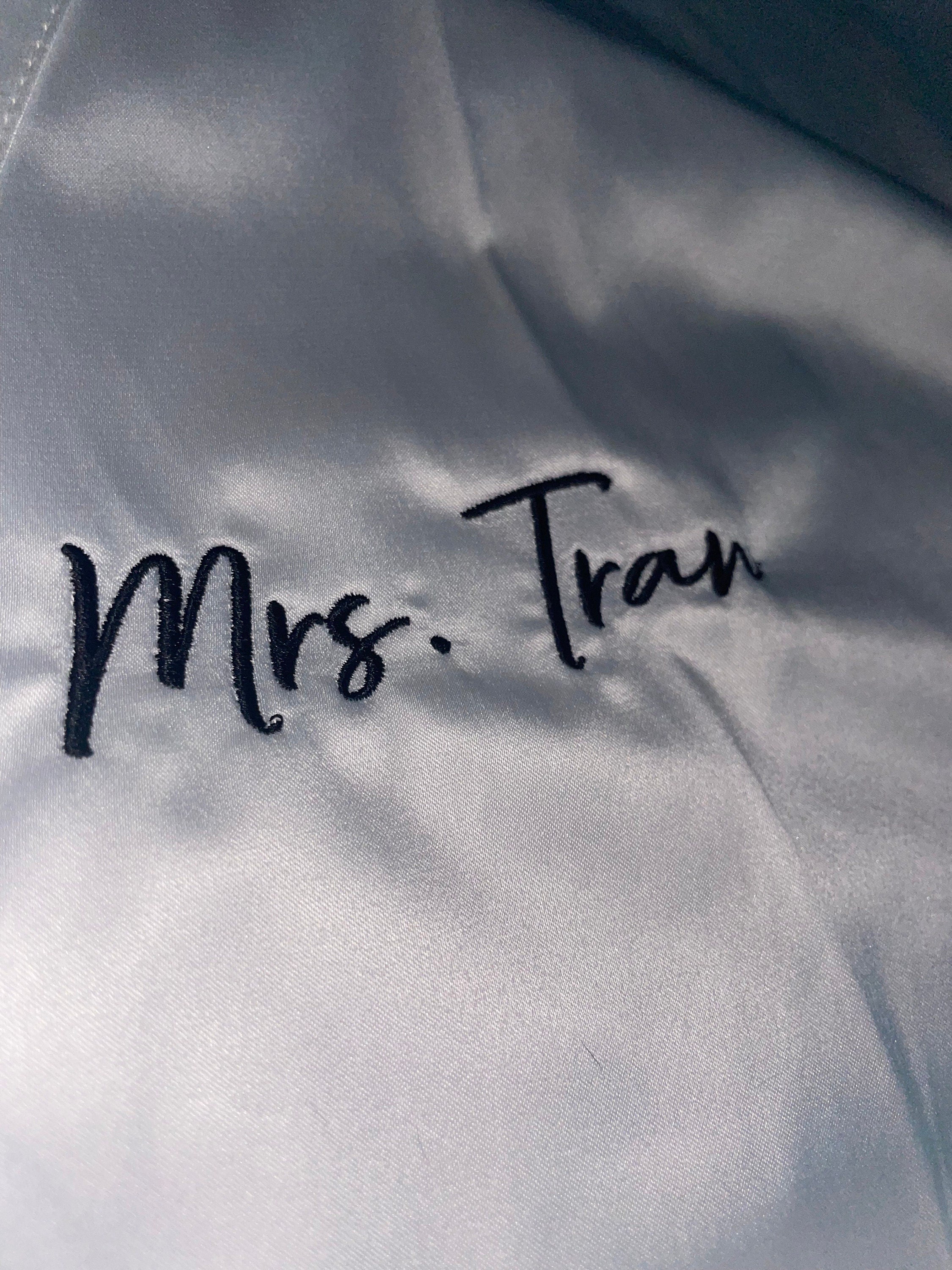 Personalized Embroidered Satin Robe, Customized Logo Women's Satin Robe, Embroidery With Your Text or Design, Handmade Custom Satin Robe