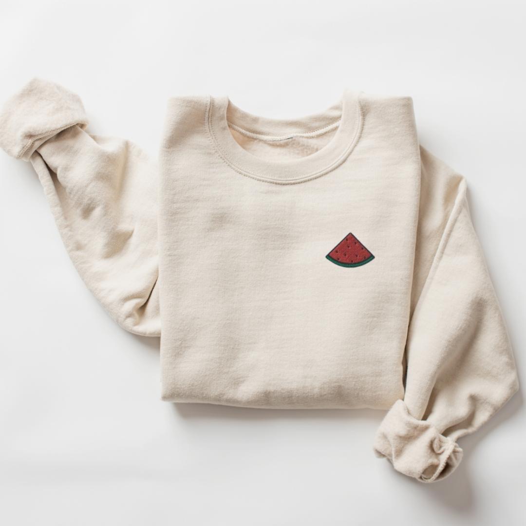 Watermelon Slice Embroidered Sweatshirt