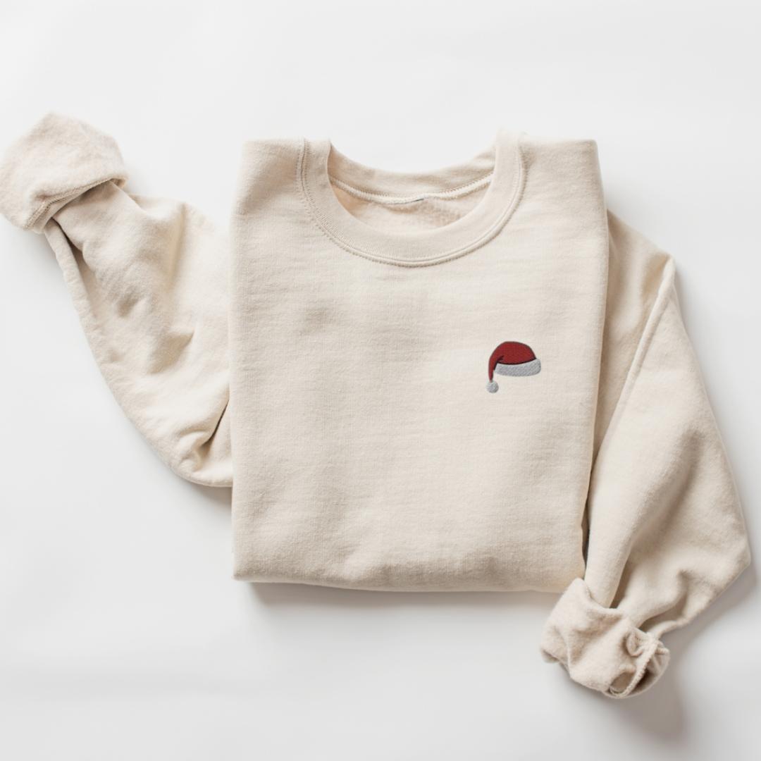 Santa Hat Embroidered Sweatshirt